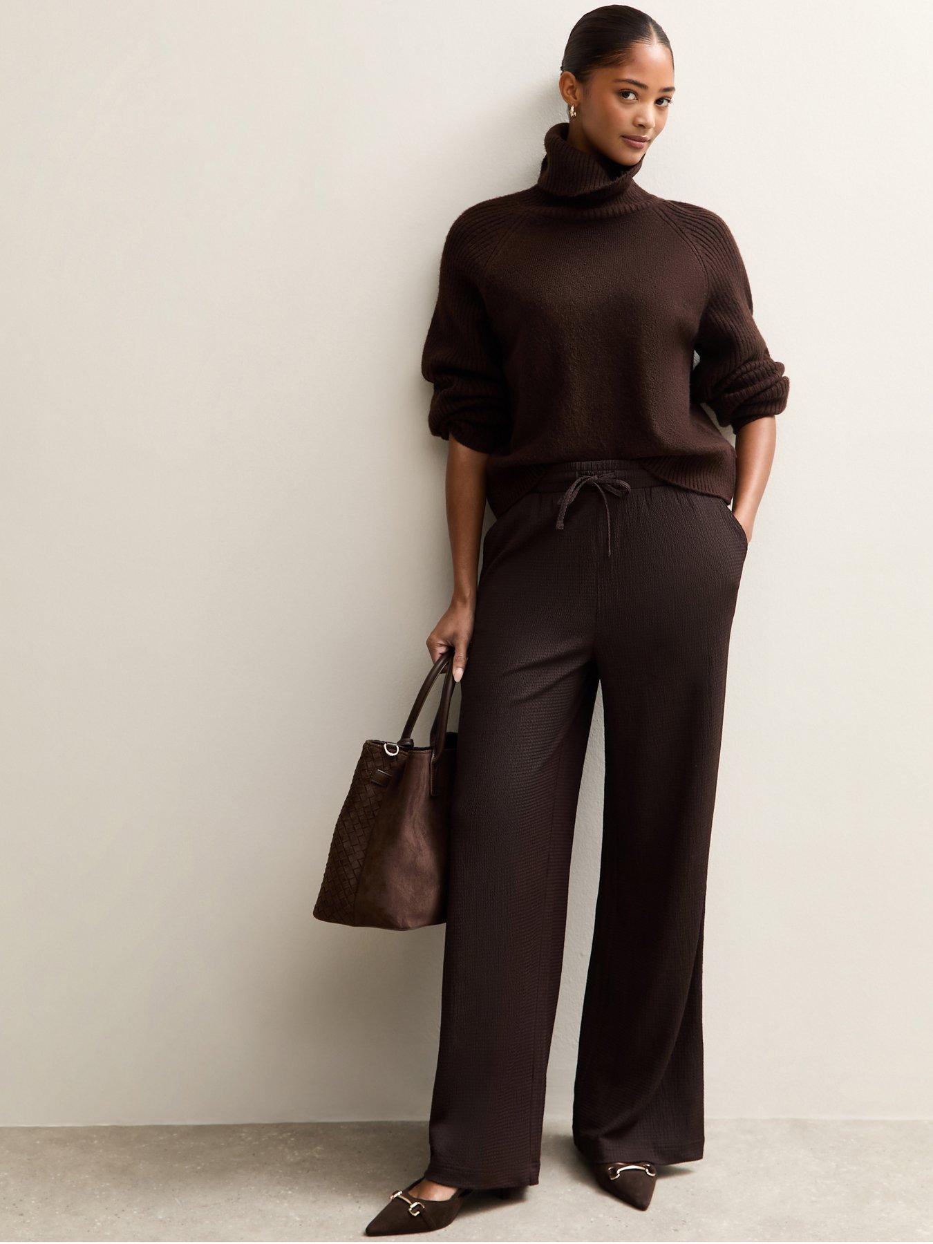 new-look-textured-wide-leg-trousers-dark-brown