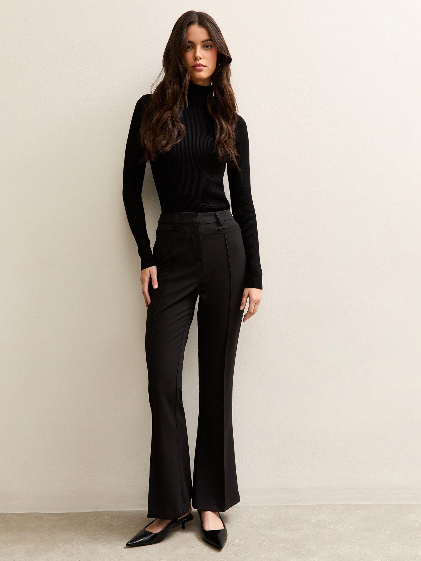 Image 1 of 4 of New Look Mid Waist Flared Trousers - Black