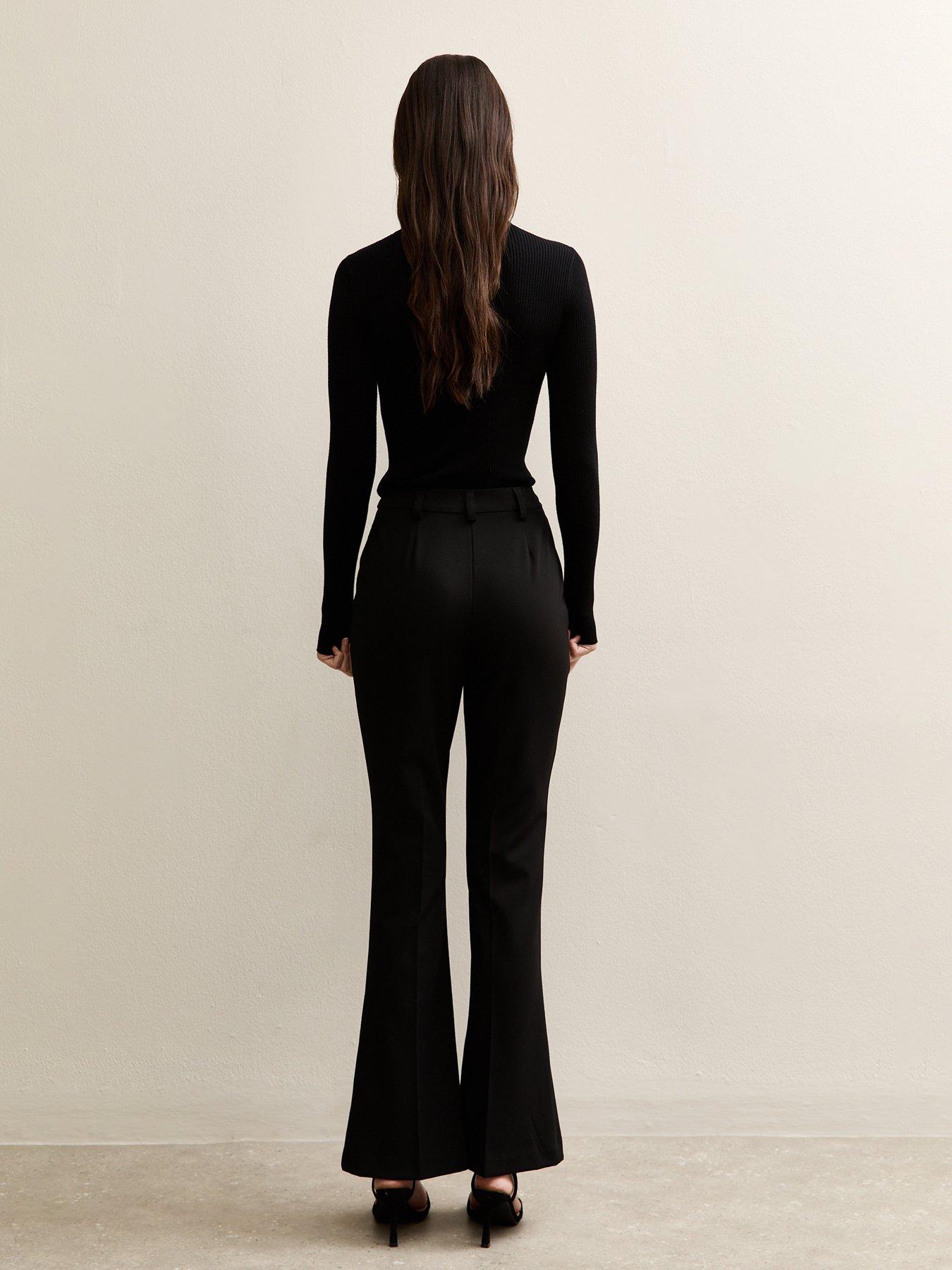 Image 2 of 4 of New Look Mid Waist Flared Trousers - Black