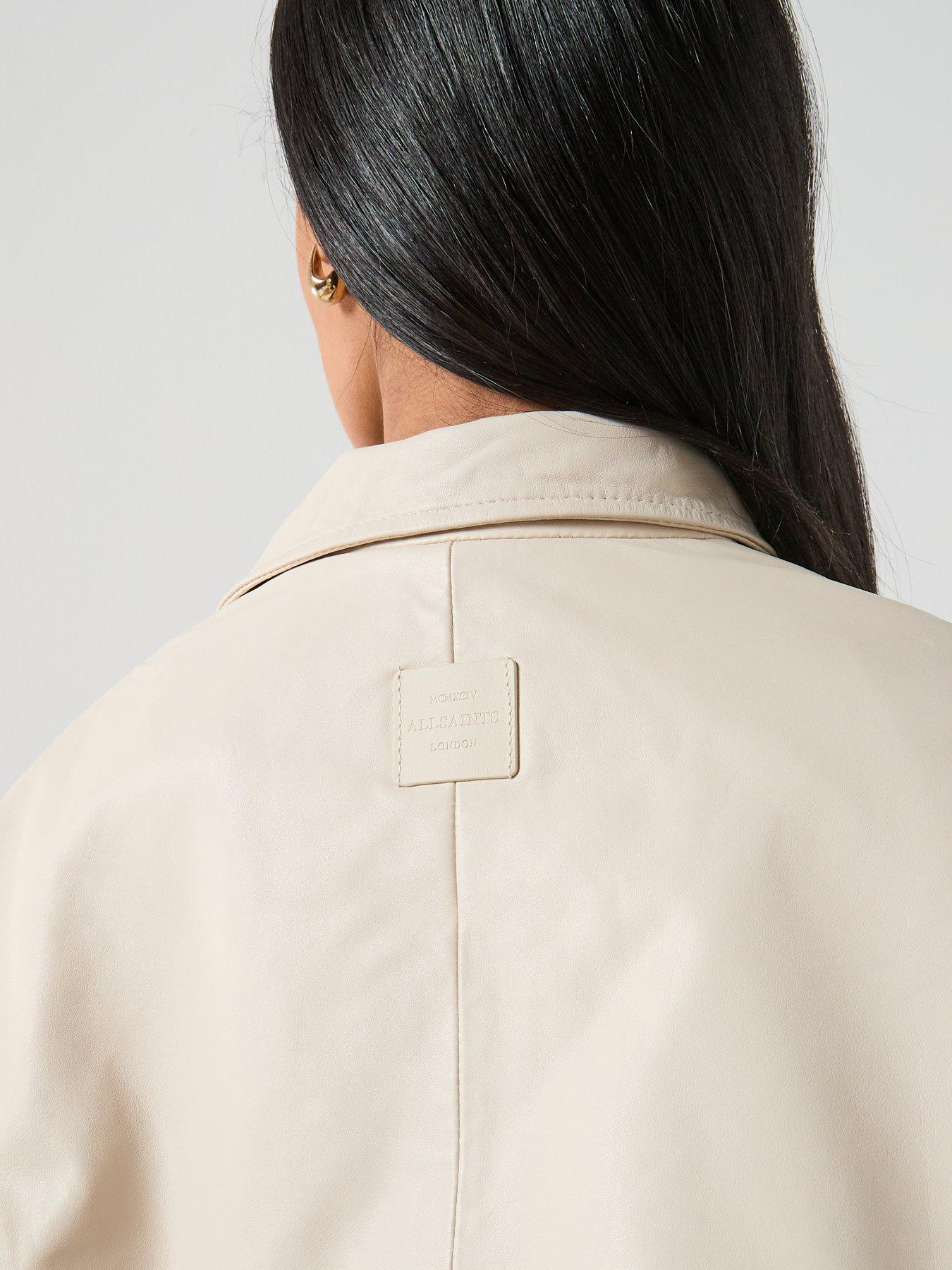 Image 5 of 6 of AllSaints Flor Relaxed Fit Leather Jacket - Off White