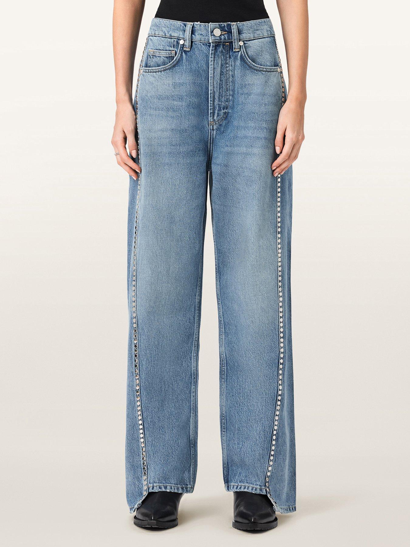 AllSaints Frankie Loose Fit Stud Denim Jeans - Blue