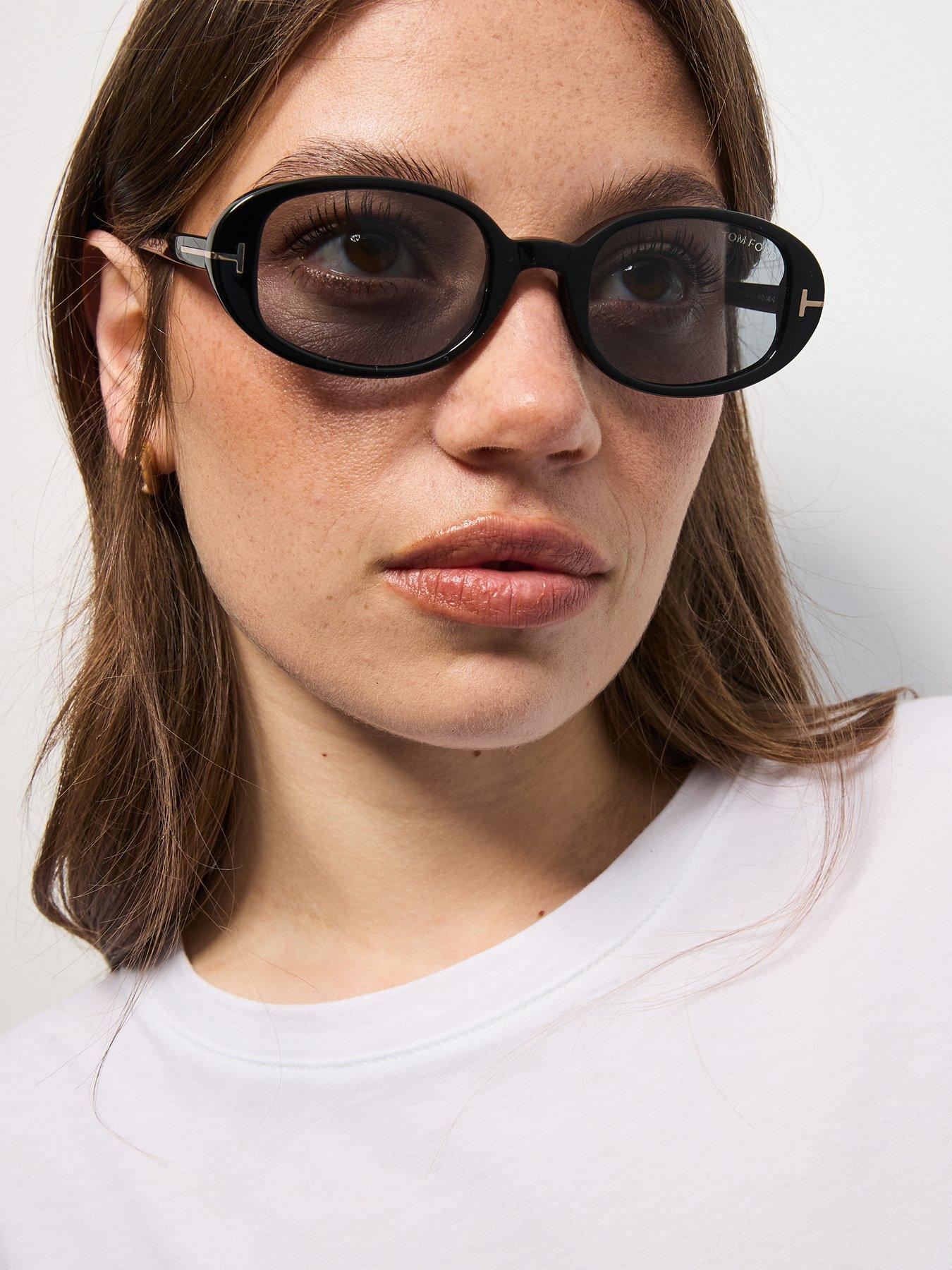 Image 6 of 6 of Tom Ford Iggy Oval Sunglasses - Shiny Black