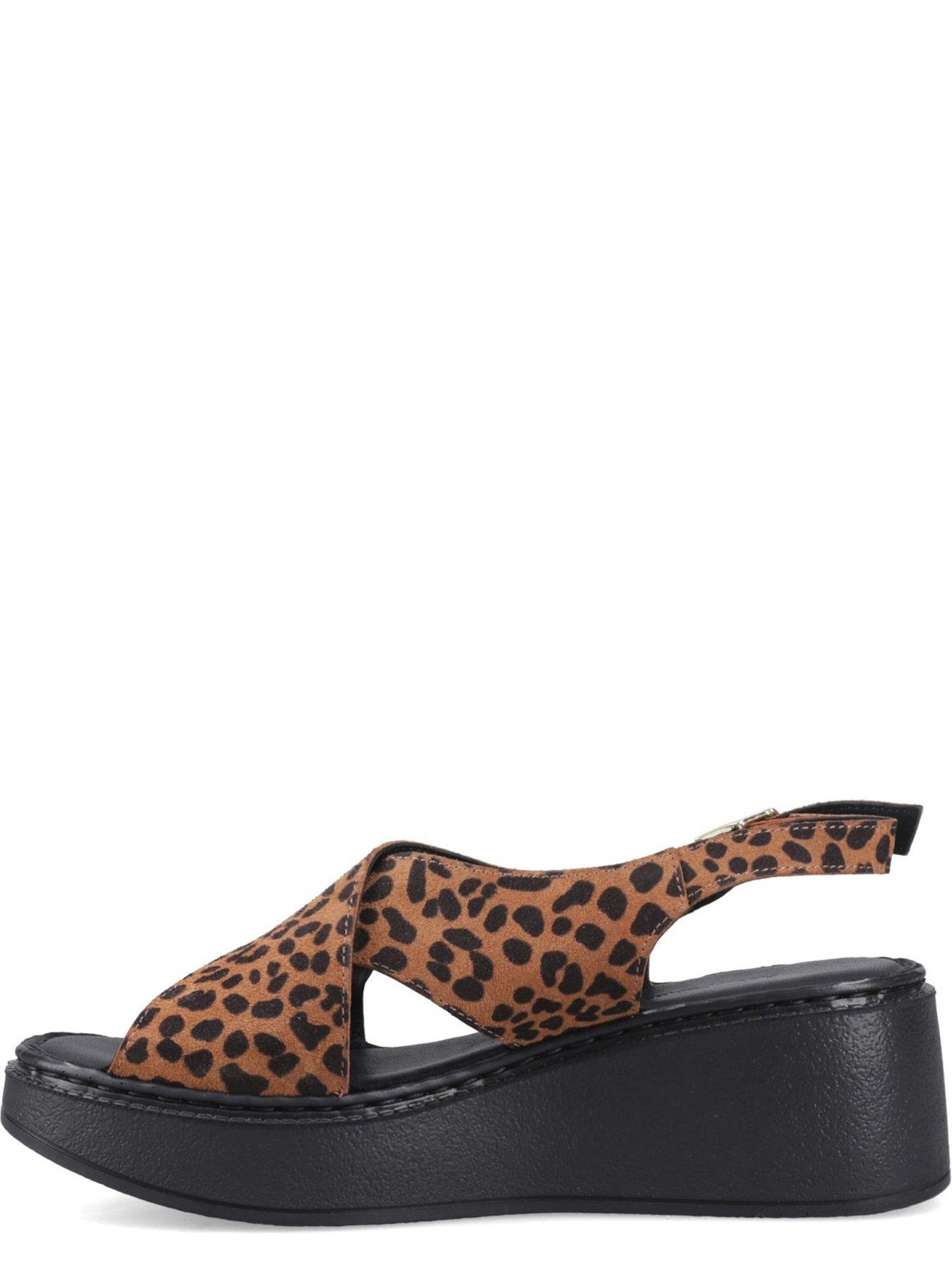 Image 5 of 7 of Hush Puppies Bex Leopard Wedge Sandals - Black