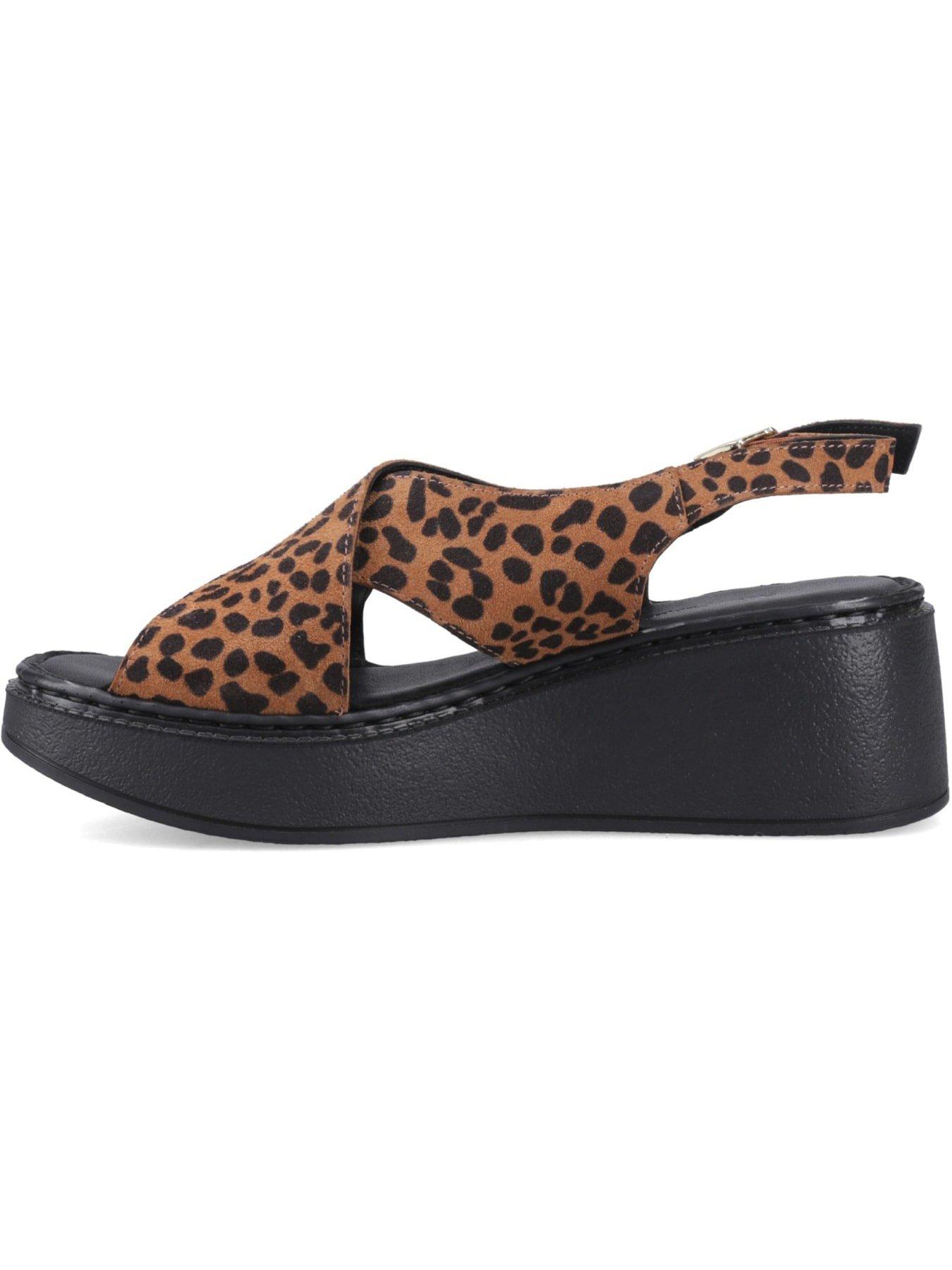 Image 6 of 7 of Hush Puppies Bex Wedge Sandal-leopard/black