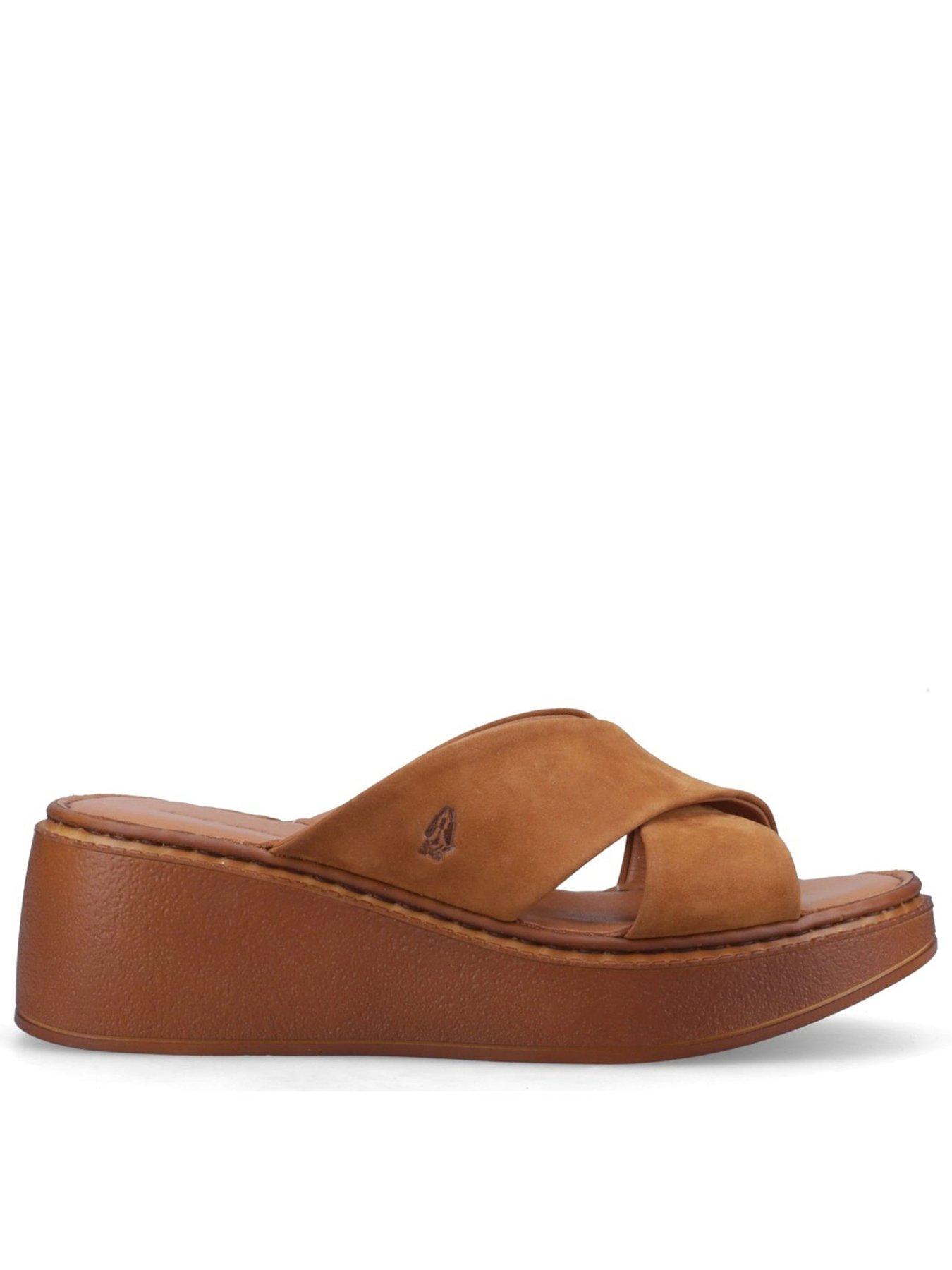 Image 1 of 5 of Hush Puppies Bobbi Wedge Sandal-tan Nubuck