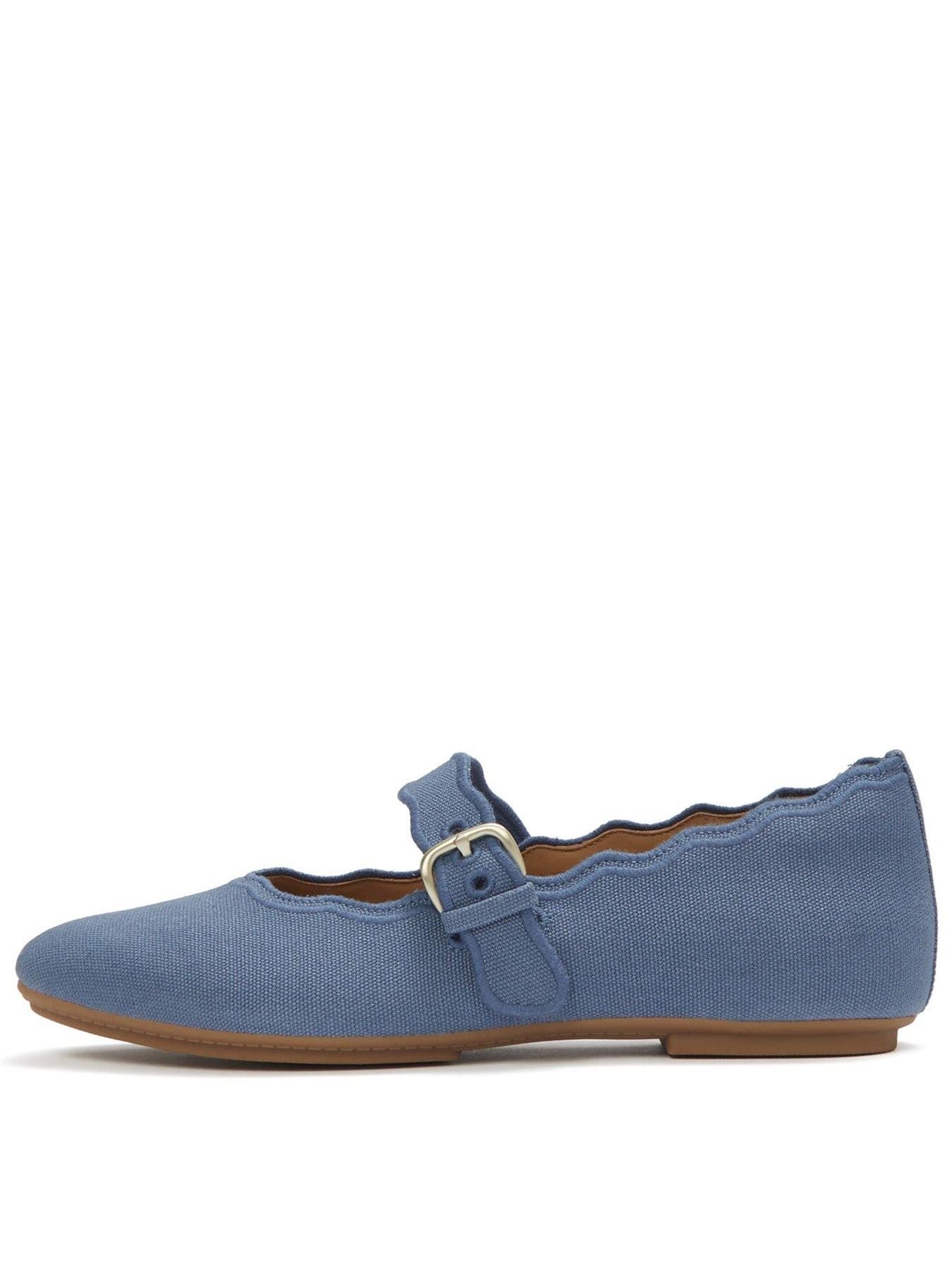 Image 1 of 7 of FitFlop Delicato Wave-edge Canvas Mary Janes