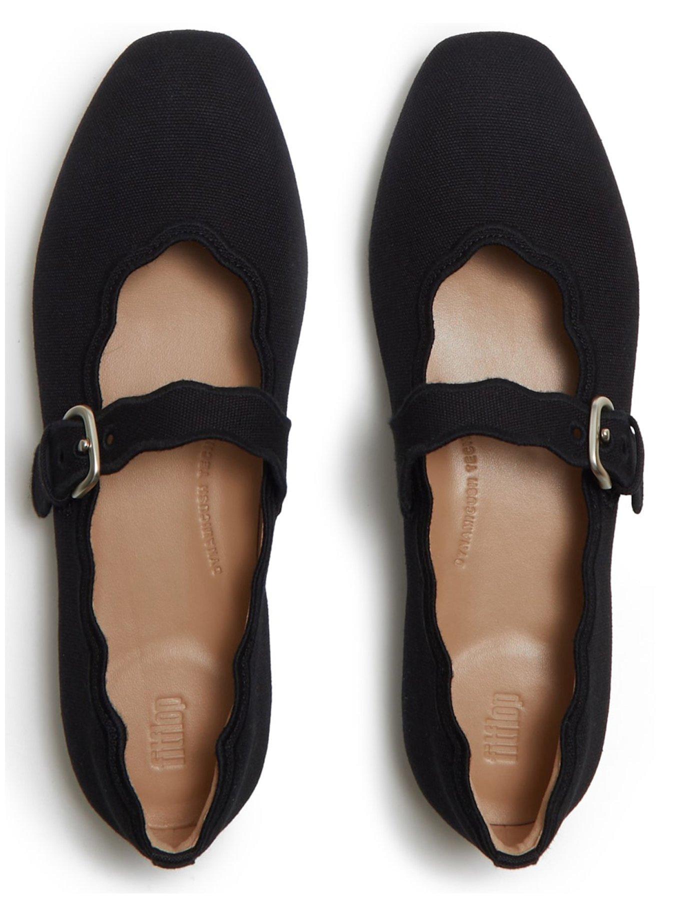 Image 4 of 6 of FitFlop Delicato Wave-edge Canvas Mary Janes
