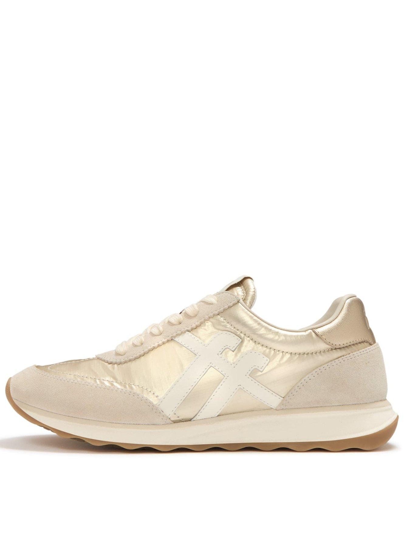 Image 1 of 5 of FitFlop Retro-q Ff Metallic-fabric/suede Sneakers - Gold Mix