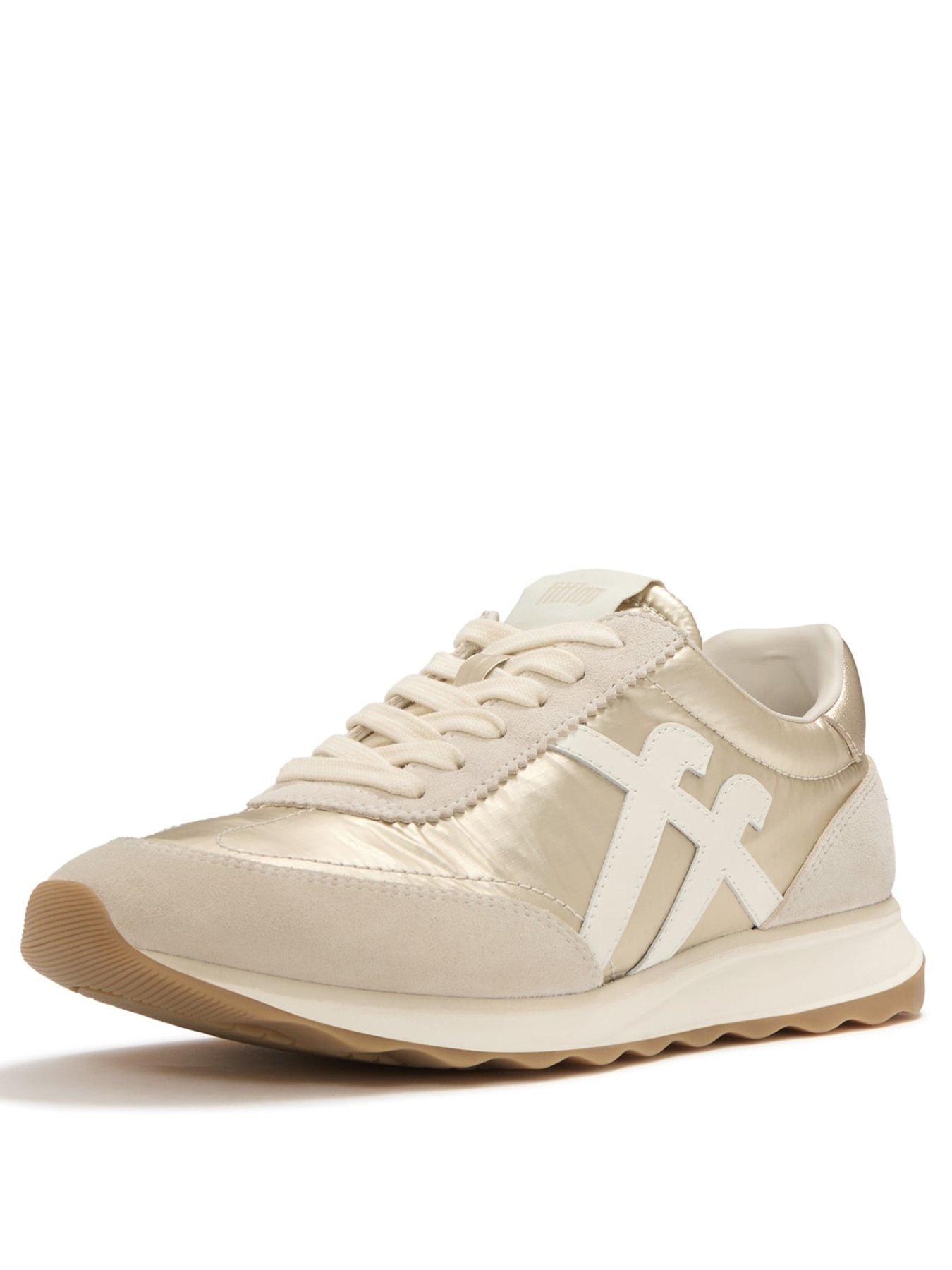 Image 2 of 5 of FitFlop Retro-q Ff Metallic-fabric/suede Sneakers - Gold Mix