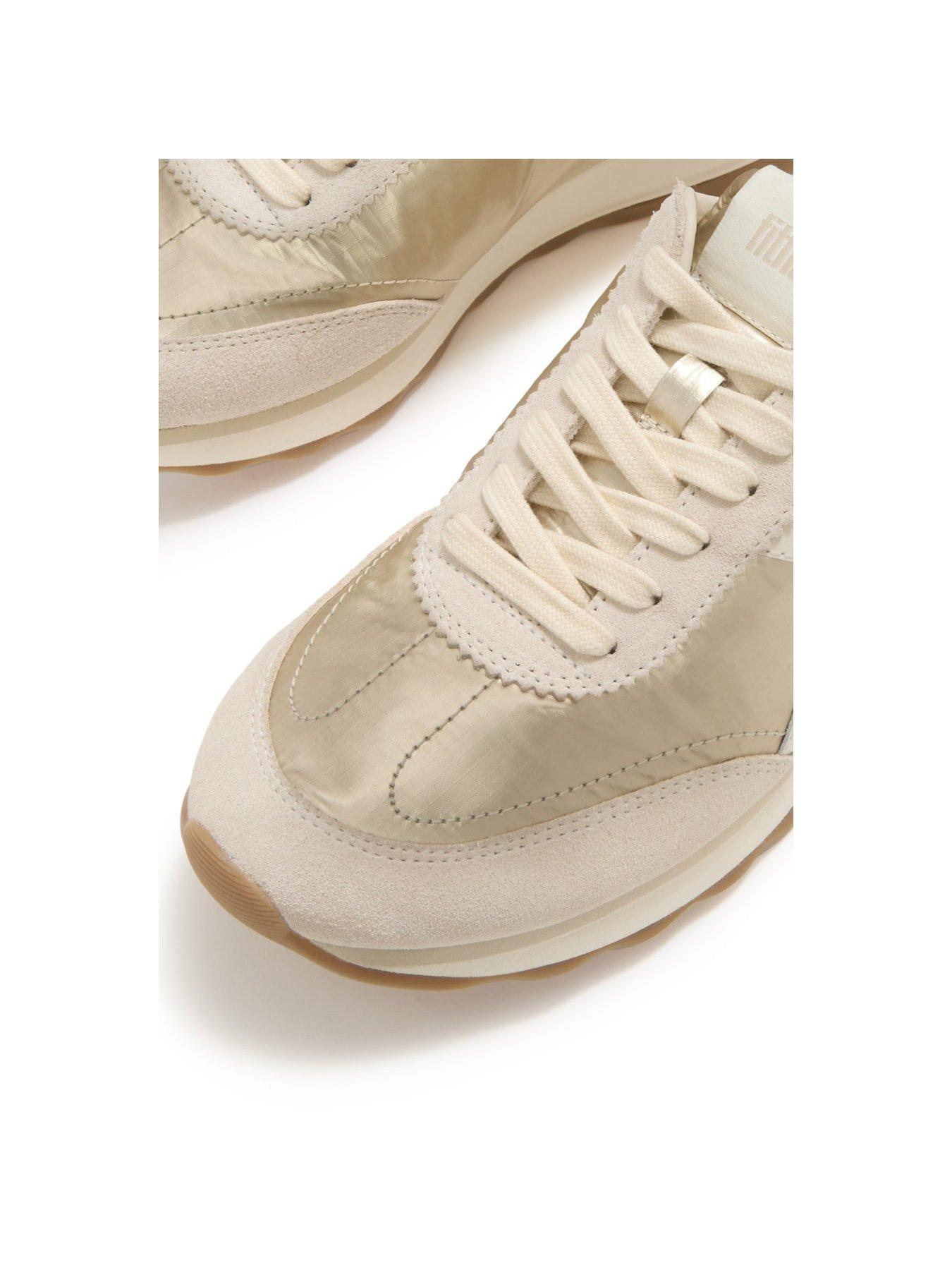 Image 5 of 5 of FitFlop Retro-q Ff Metallic-fabric/suede Sneakers - Gold Mix