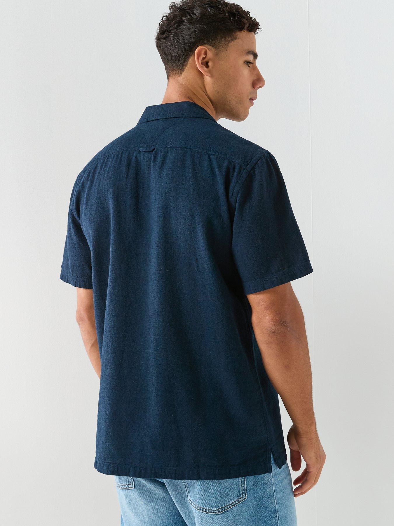 Image 2 of 5 of Tommy Jeans Linen Blend Short Sleeve Shirt - Navy