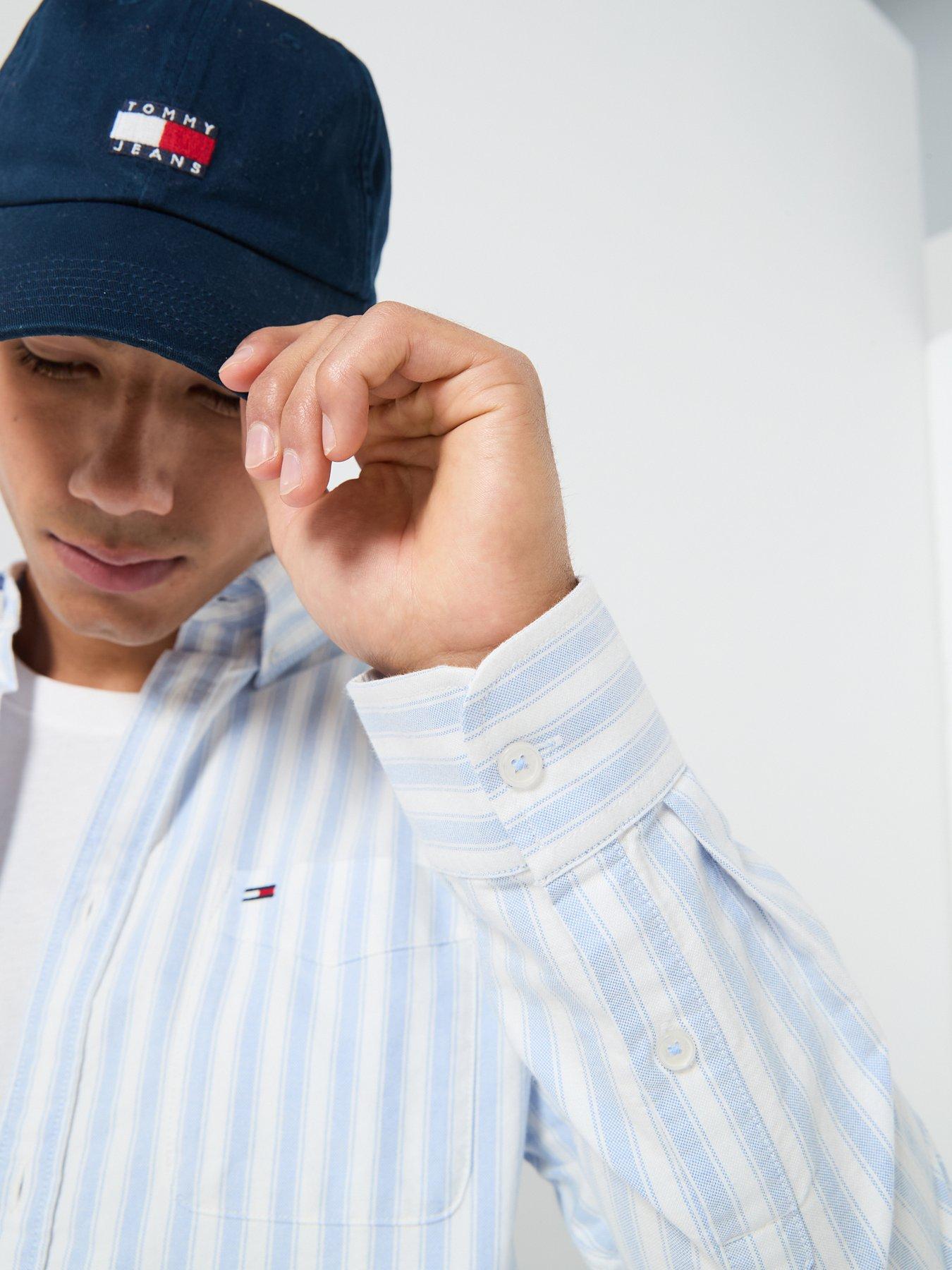 Image 5 of 6 of Tommy Jeans Regular Stripe Oxford Long Sleeve Shirt - Blue