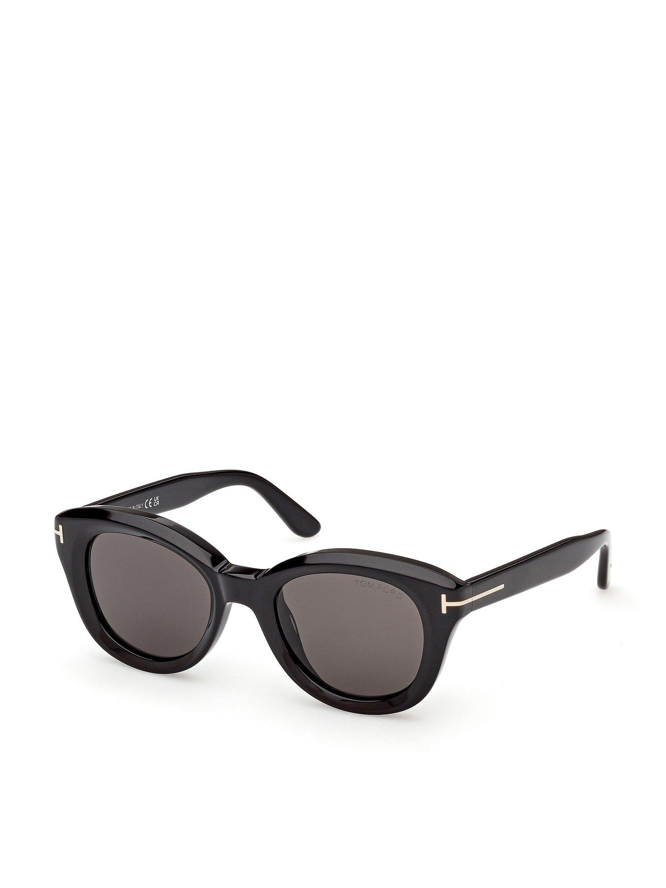 Image 1 of 5 of Tom Ford Nika-02 Round Sunglasses - Shiny Black