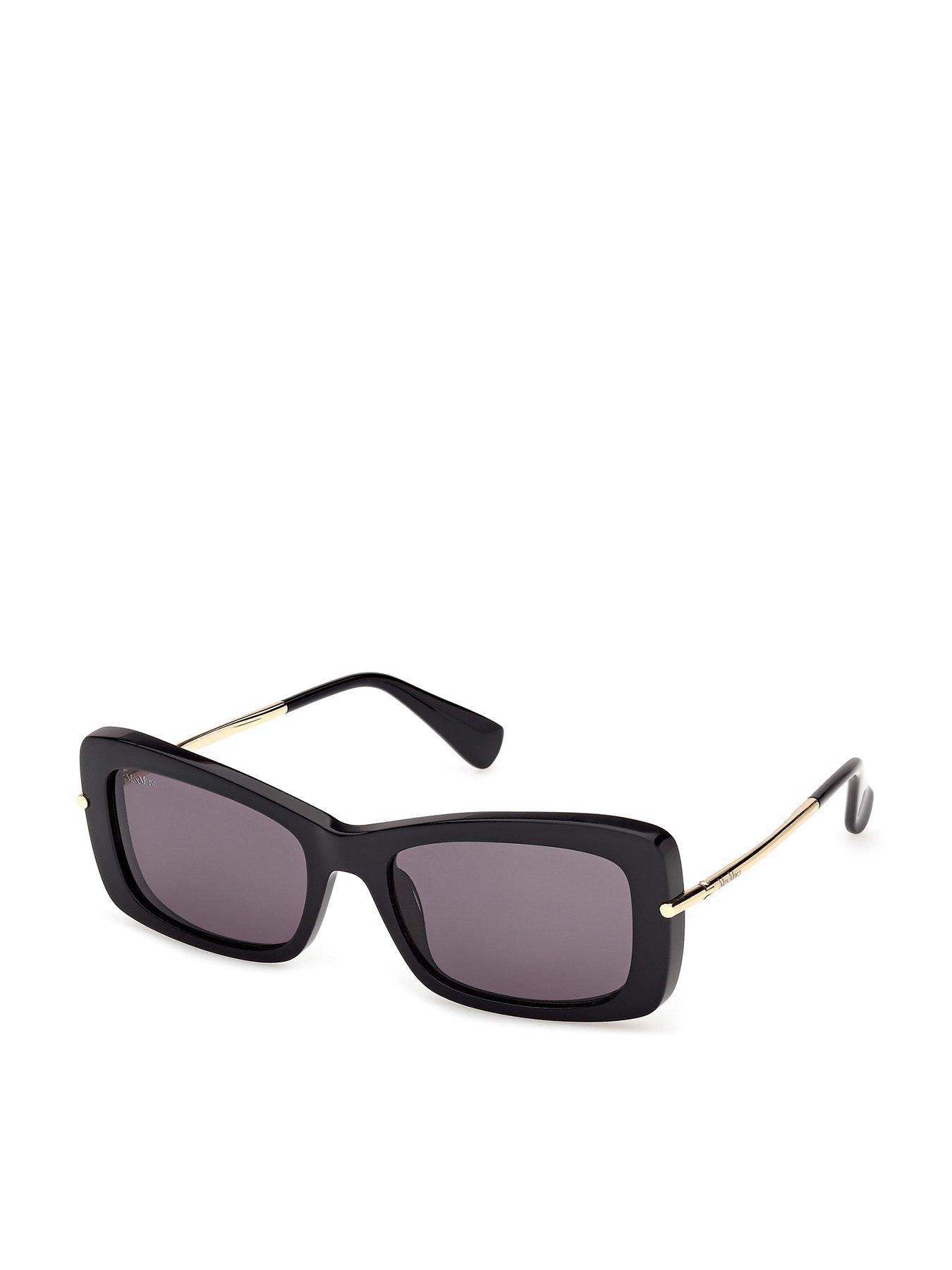 Max Mara Rectangular Acetate Sunglasses - Shiny Black