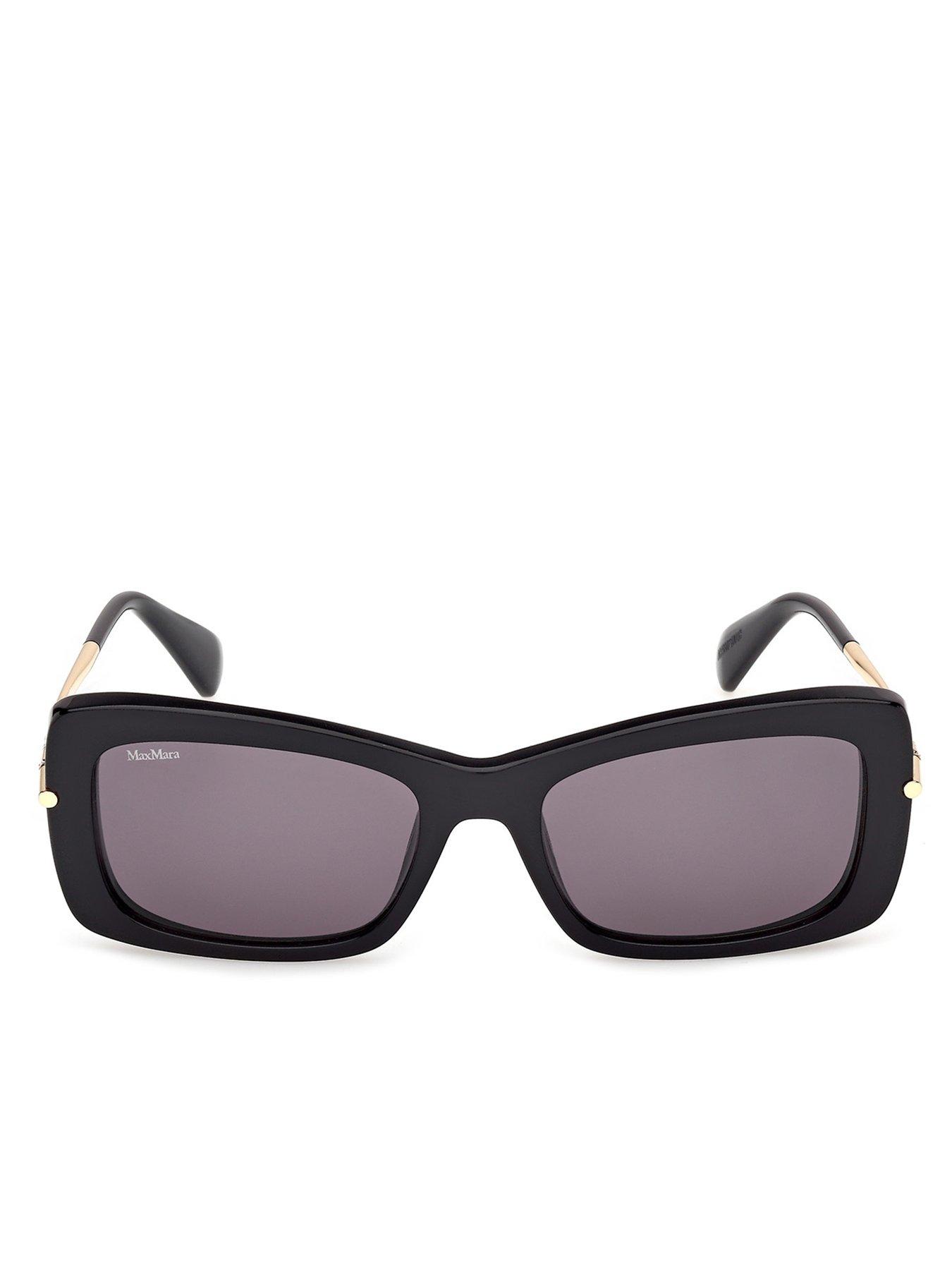 Image 2 of 5 of Max Mara Rectangular Acetate Sunglasses - Shiny Black