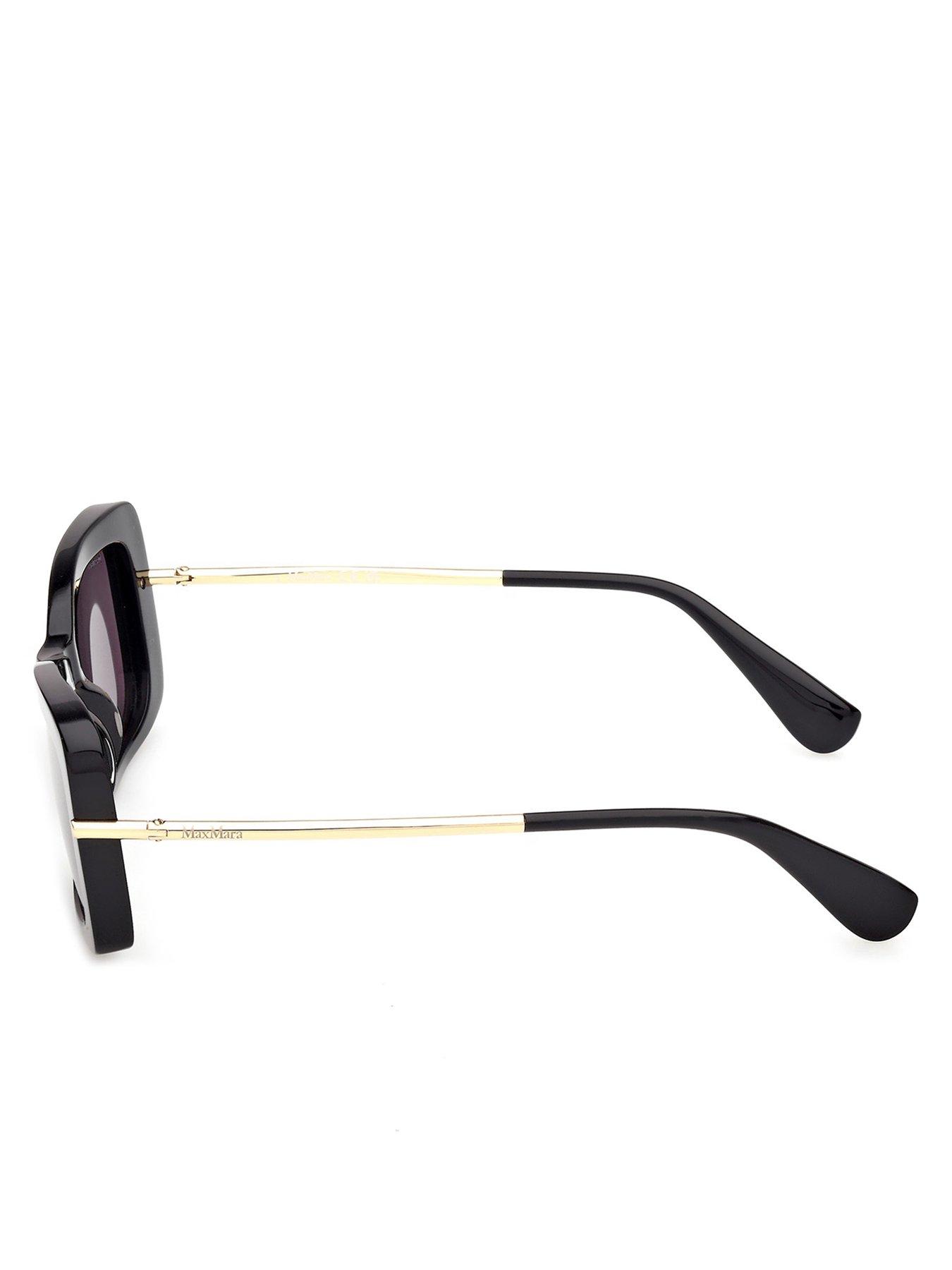 Image 3 of 5 of Max Mara Rectangular Acetate Sunglasses - Shiny Black