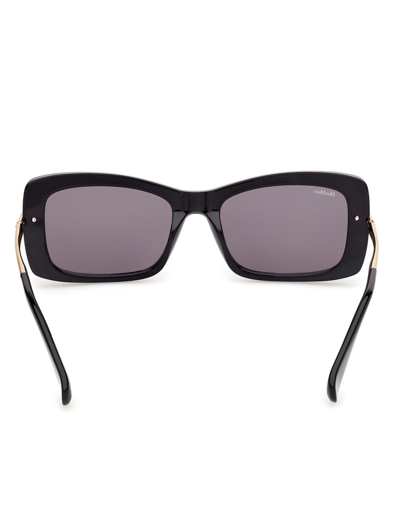 Image 4 of 5 of Max Mara Rectangular Acetate Sunglasses - Shiny Black