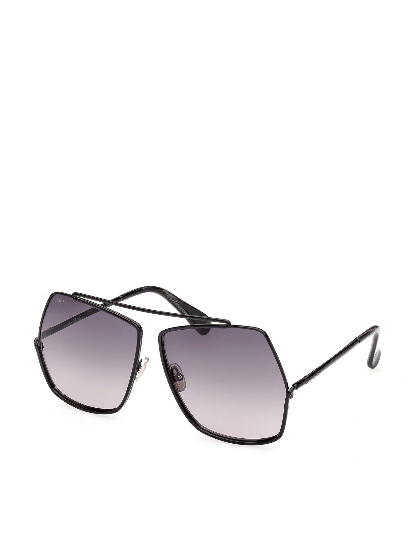 Max Mara Geometric Metal Sunglasses - Shiny Black