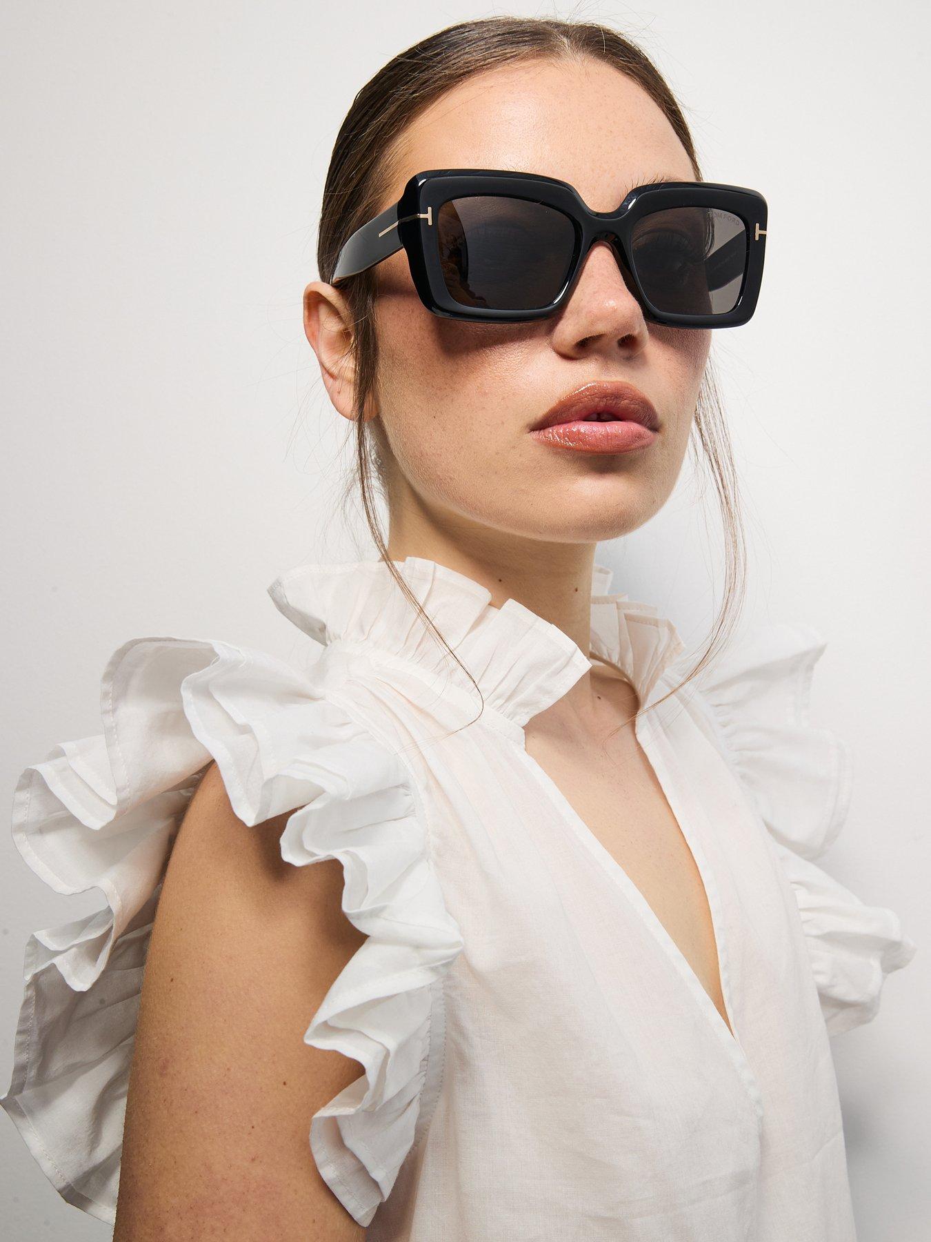 Image 6 of 6 of Tom Ford Leila Rectangular Sunglasses - Black