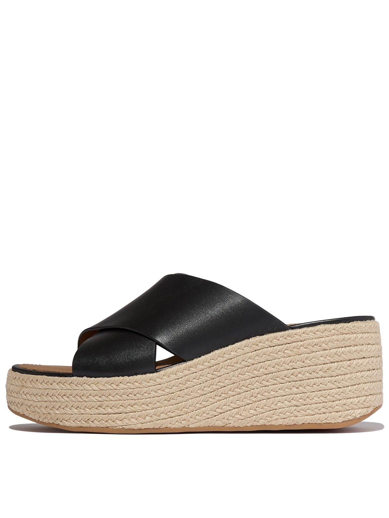 FitFlop Platfforms Espadrille Leather Wedge Cross Slides