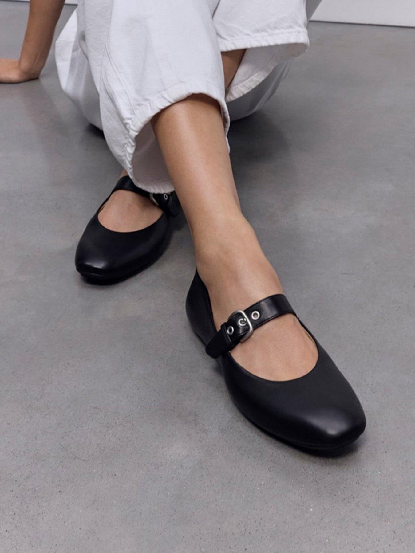 Image 2 of 7 of FitFlop Delicato Leather Mary Janes - Black