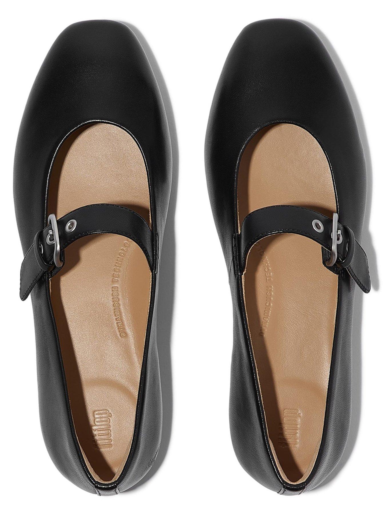 Image 5 of 7 of FitFlop Delicato Leather Mary Janes - Black