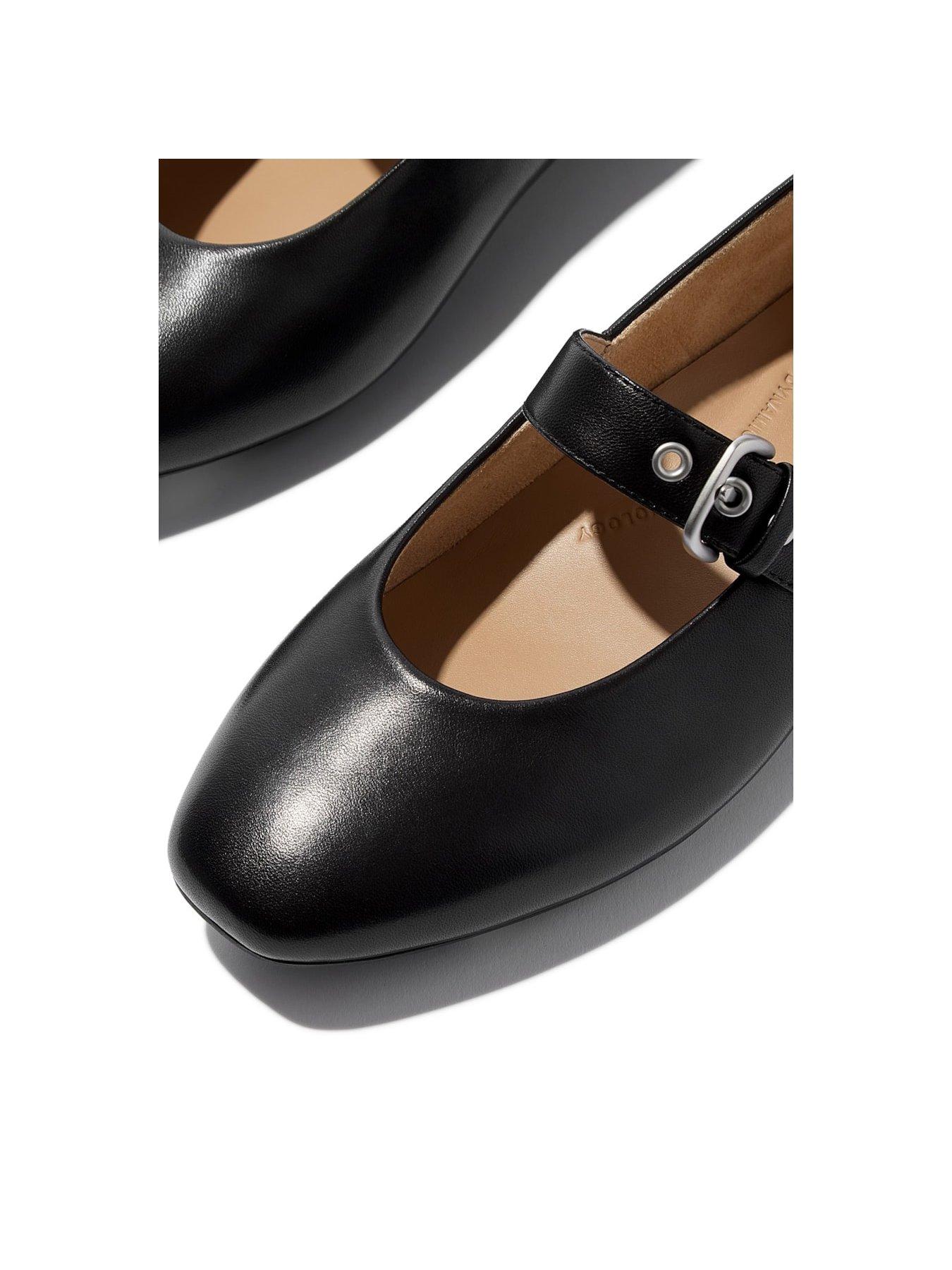 Image 7 of 7 of FitFlop Delicato Leather Mary Janes - Black