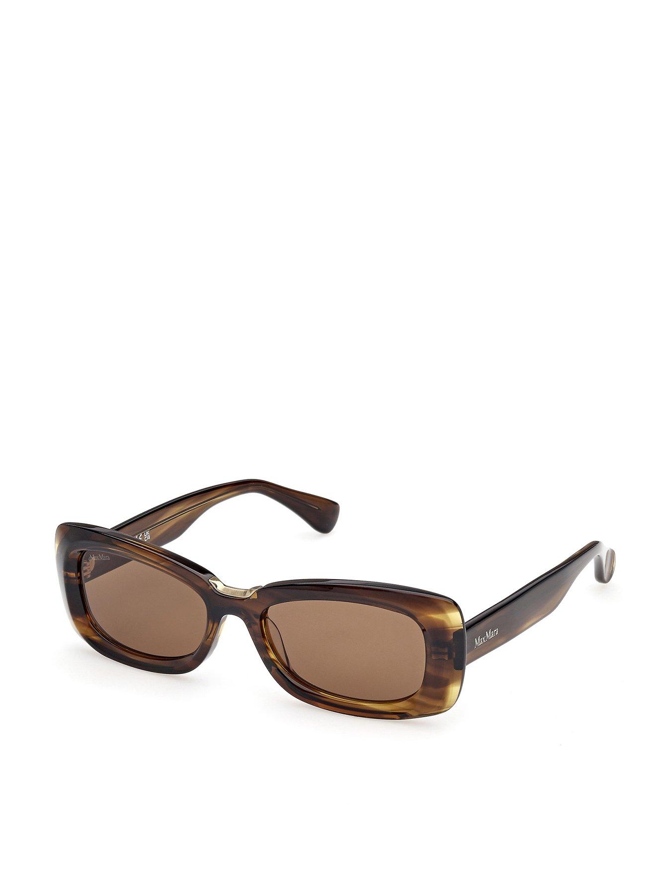 Image 1 of 5 of Max Mara Rectangular Acetate Sunglasses - Horn Green
