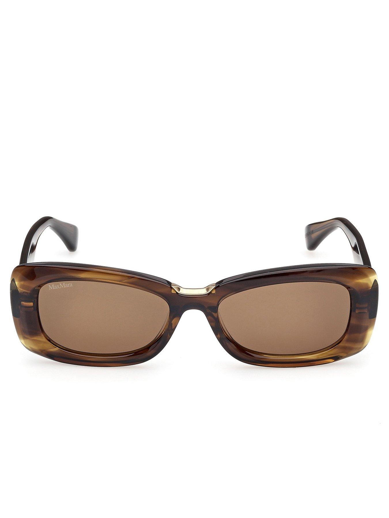 Image 2 of 5 of Max Mara Rectangular Acetate Sunglasses - Horn Green