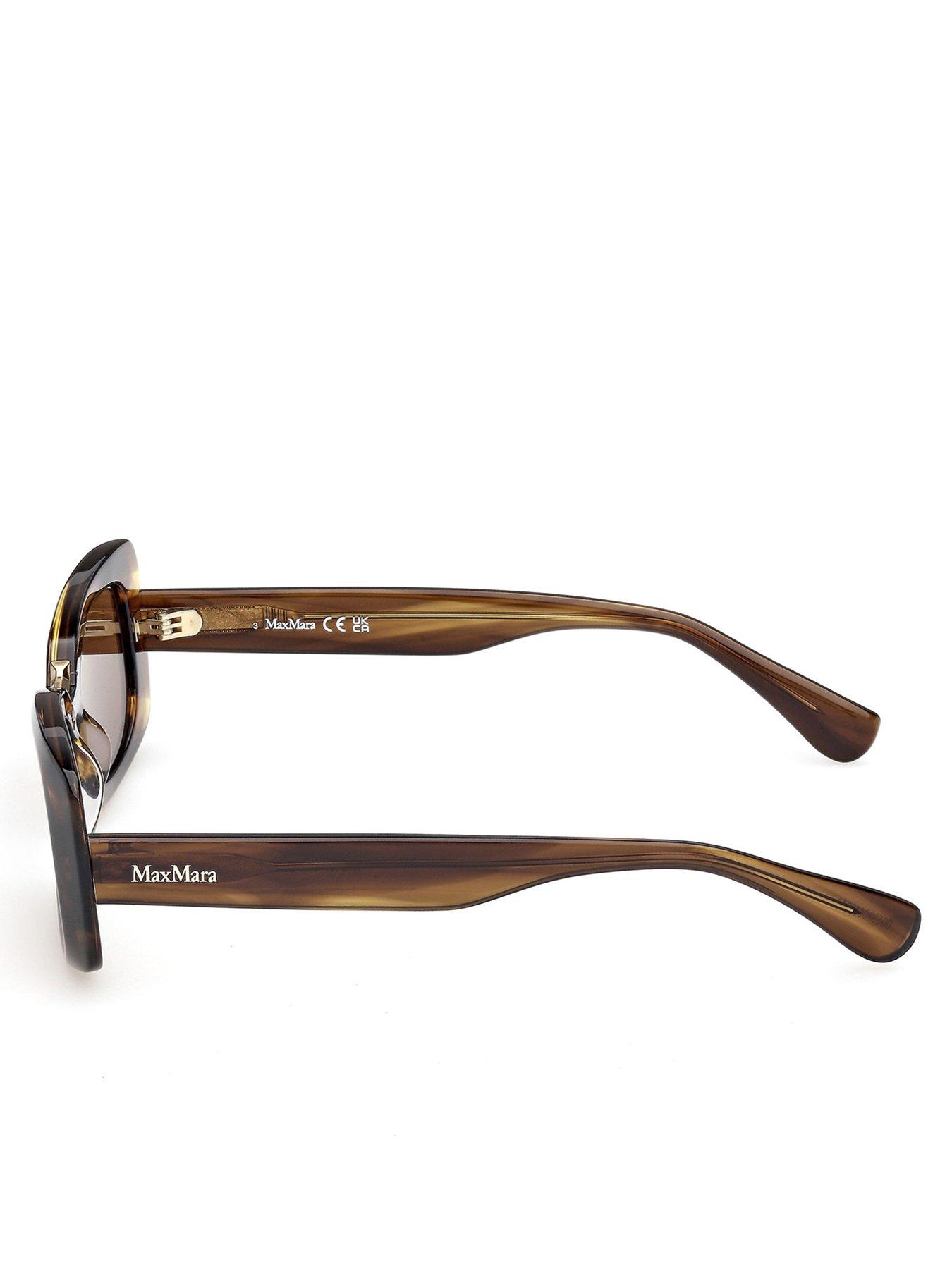 Image 3 of 5 of Max Mara Rectangular Acetate Sunglasses - Horn Green