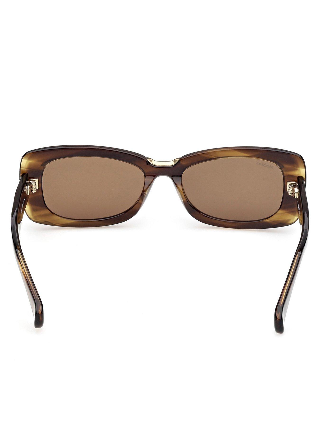 Image 4 of 5 of Max Mara Rectangular Acetate Sunglasses - Horn Green