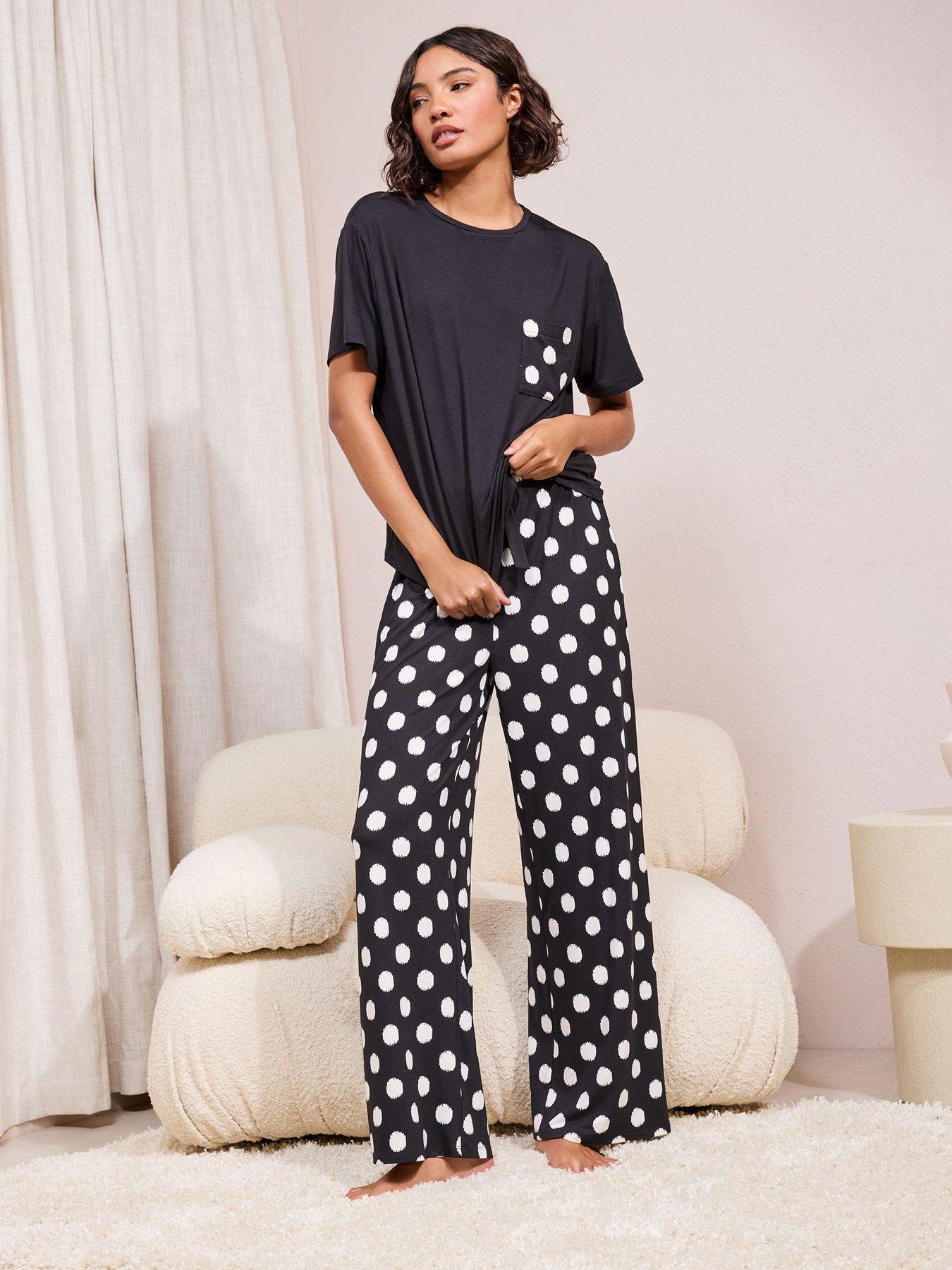 Image 1 of 4 of Friends Like These Spot Pyjama Set - Black
