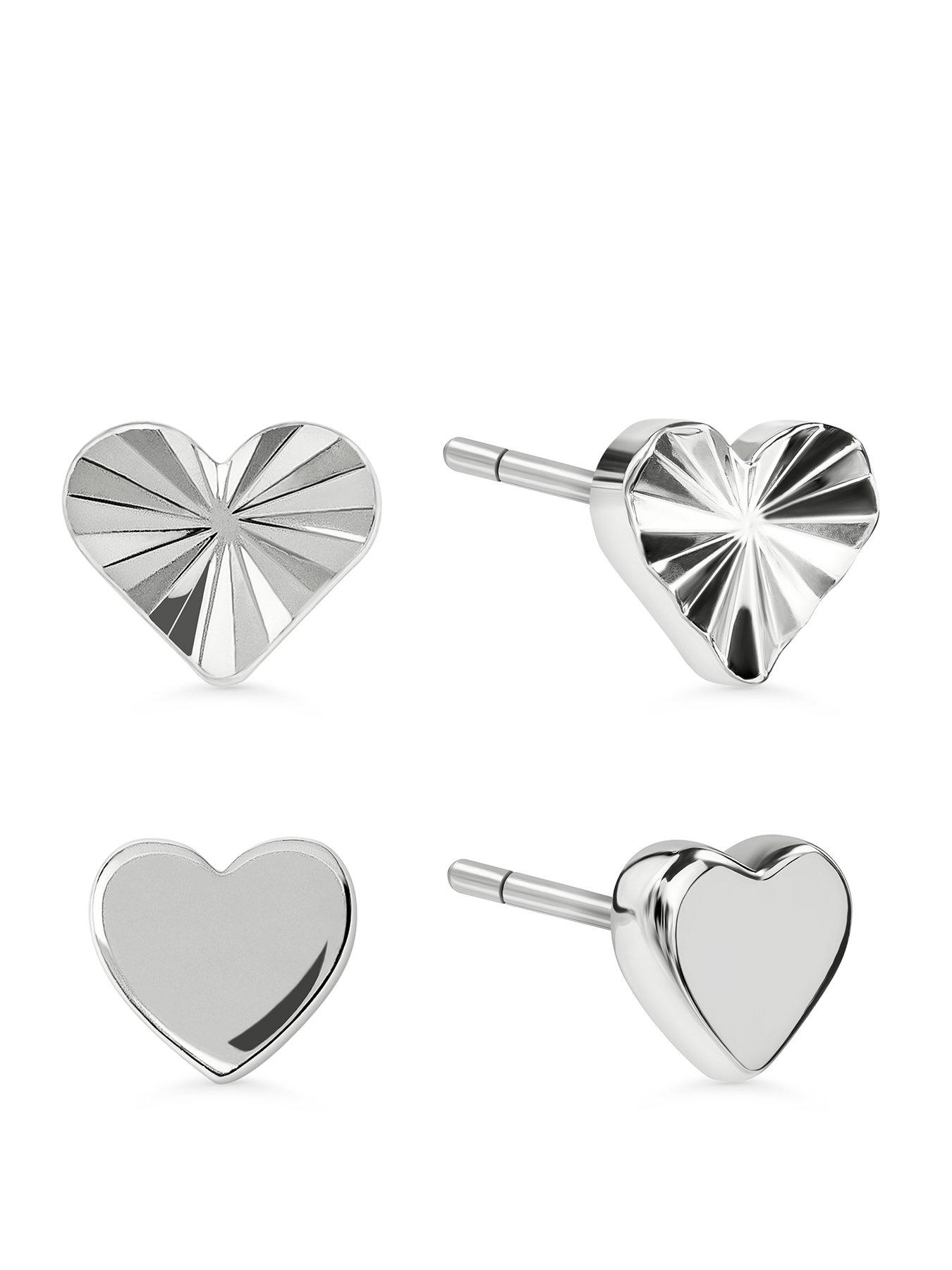 Radley Radley Silver Plated Textured Heart Twinpack Earrings