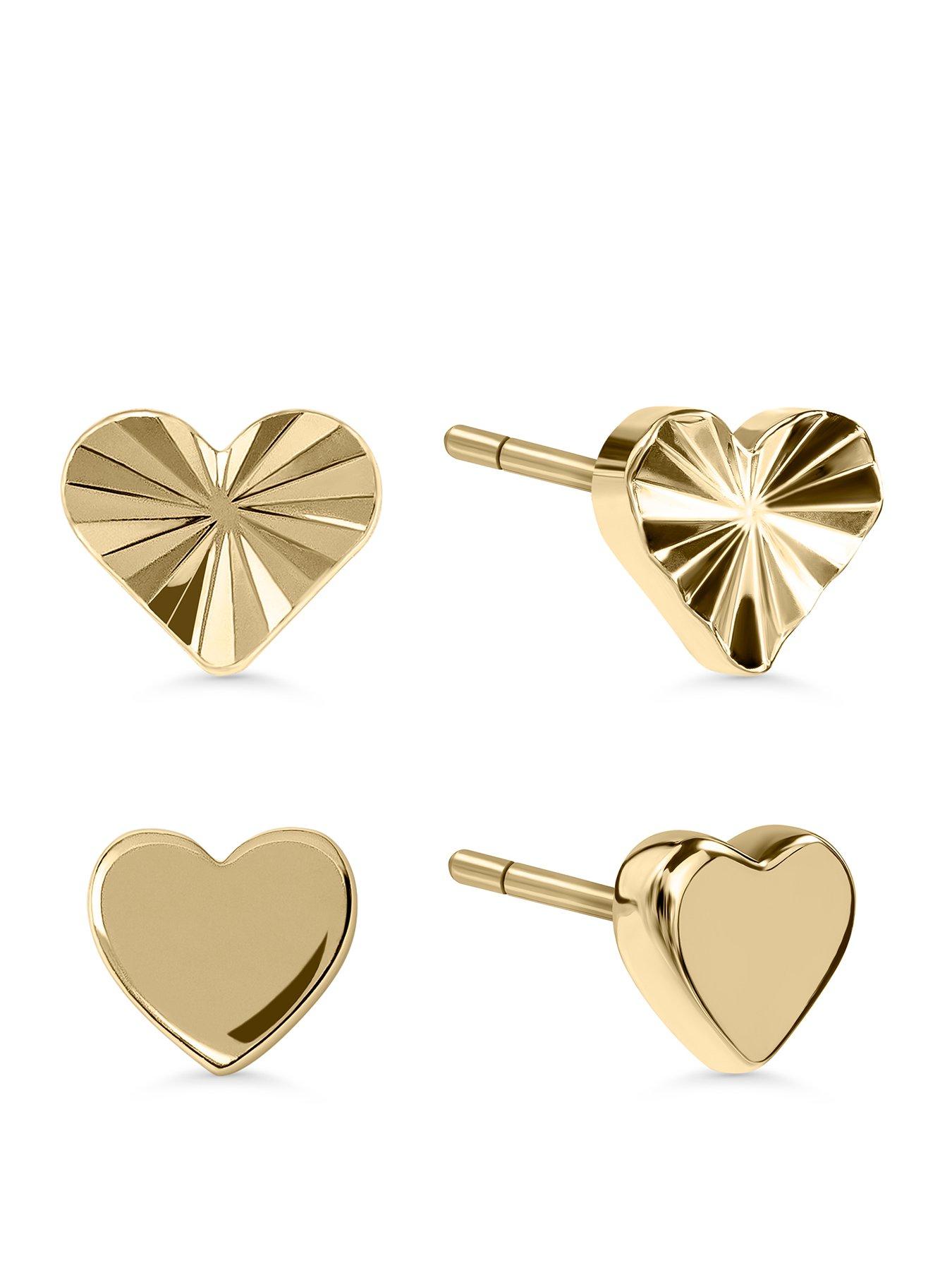Image 1 of 3 of Radley Radley 18ct Gold Plated Textured Heart Twinpack Earrings