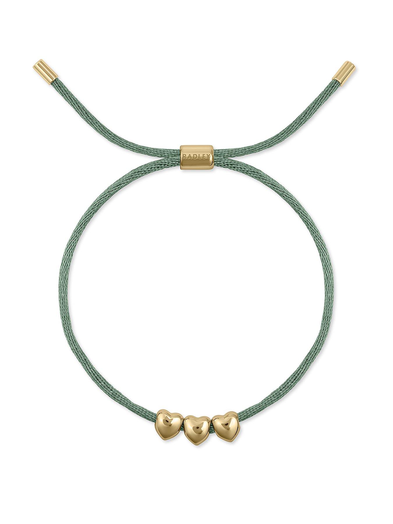 Radley Radley 18ct Gold Plated Artichoke Coloured Cord Heart Charm Friendship Bracelet