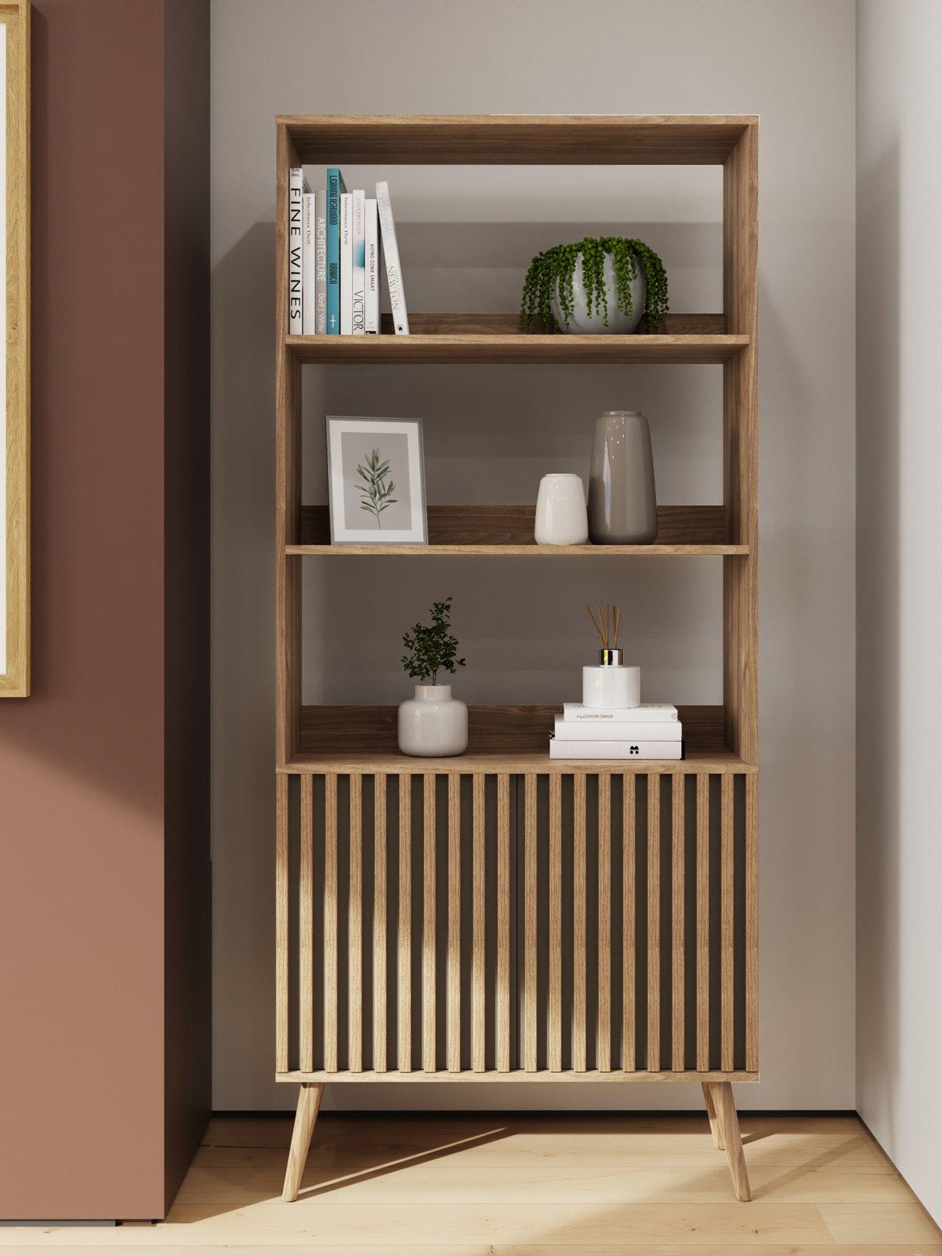 GFW Rowen Storage Bookcase - Oak/Black - FSC® Certified