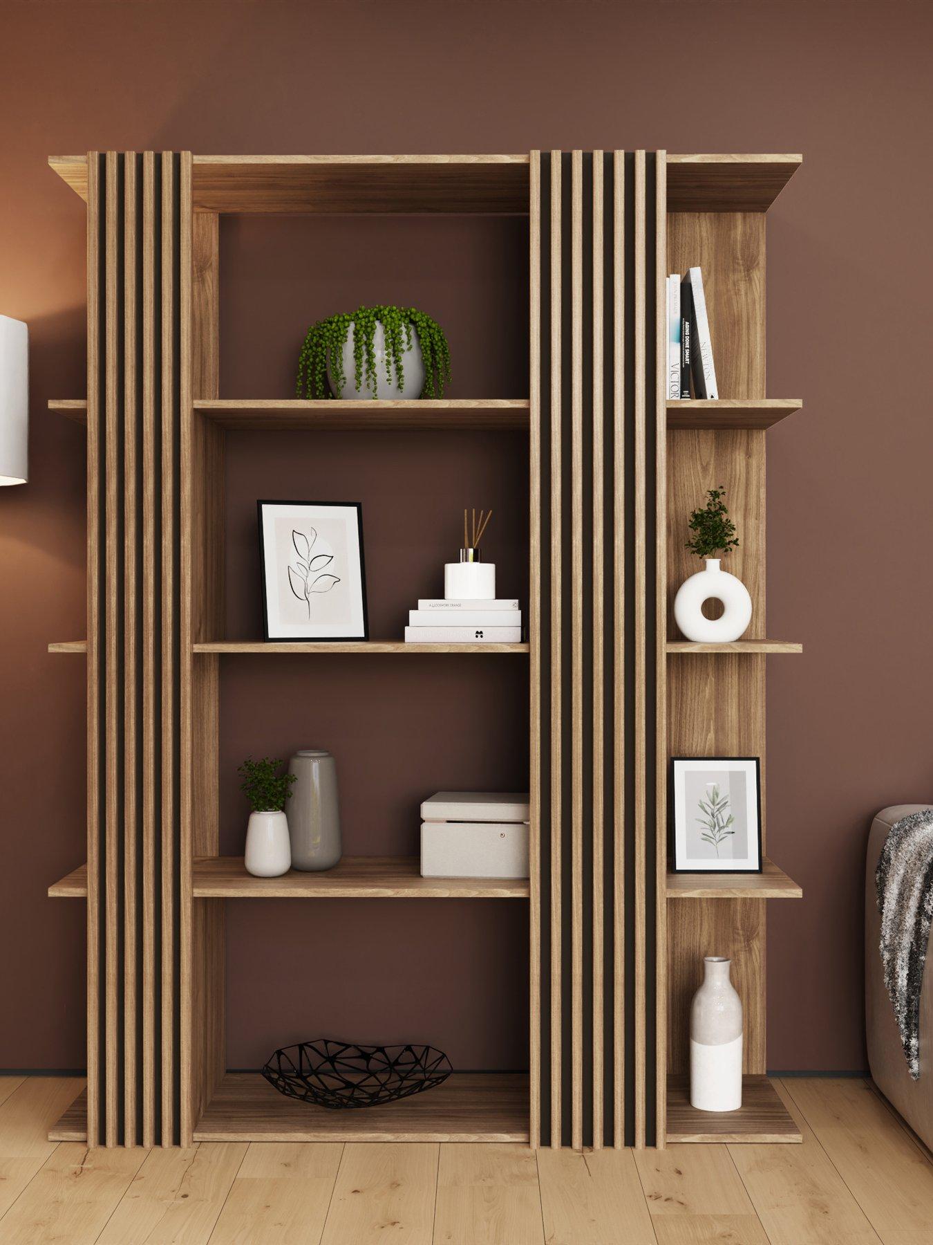 GFW Rowen Bookshelf Display Unit - Oak/Black - FSC® Certified