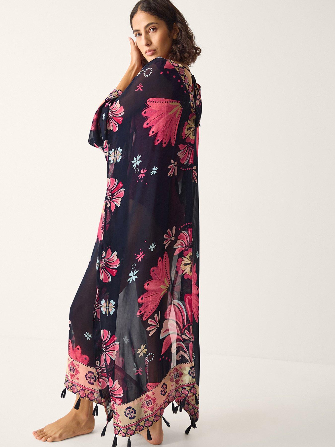 Image 2 of 5 of Monsoon Abbie Floral Kaftan - Blue