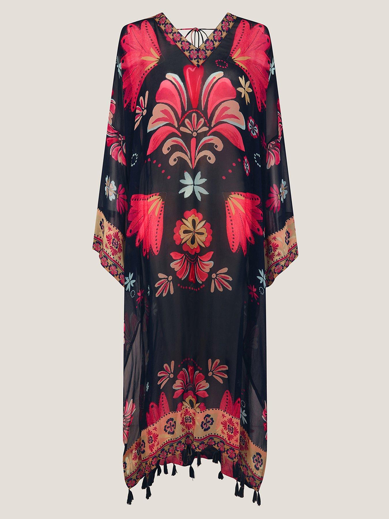 Image 5 of 5 of Monsoon Abbie Floral Kaftan - Blue