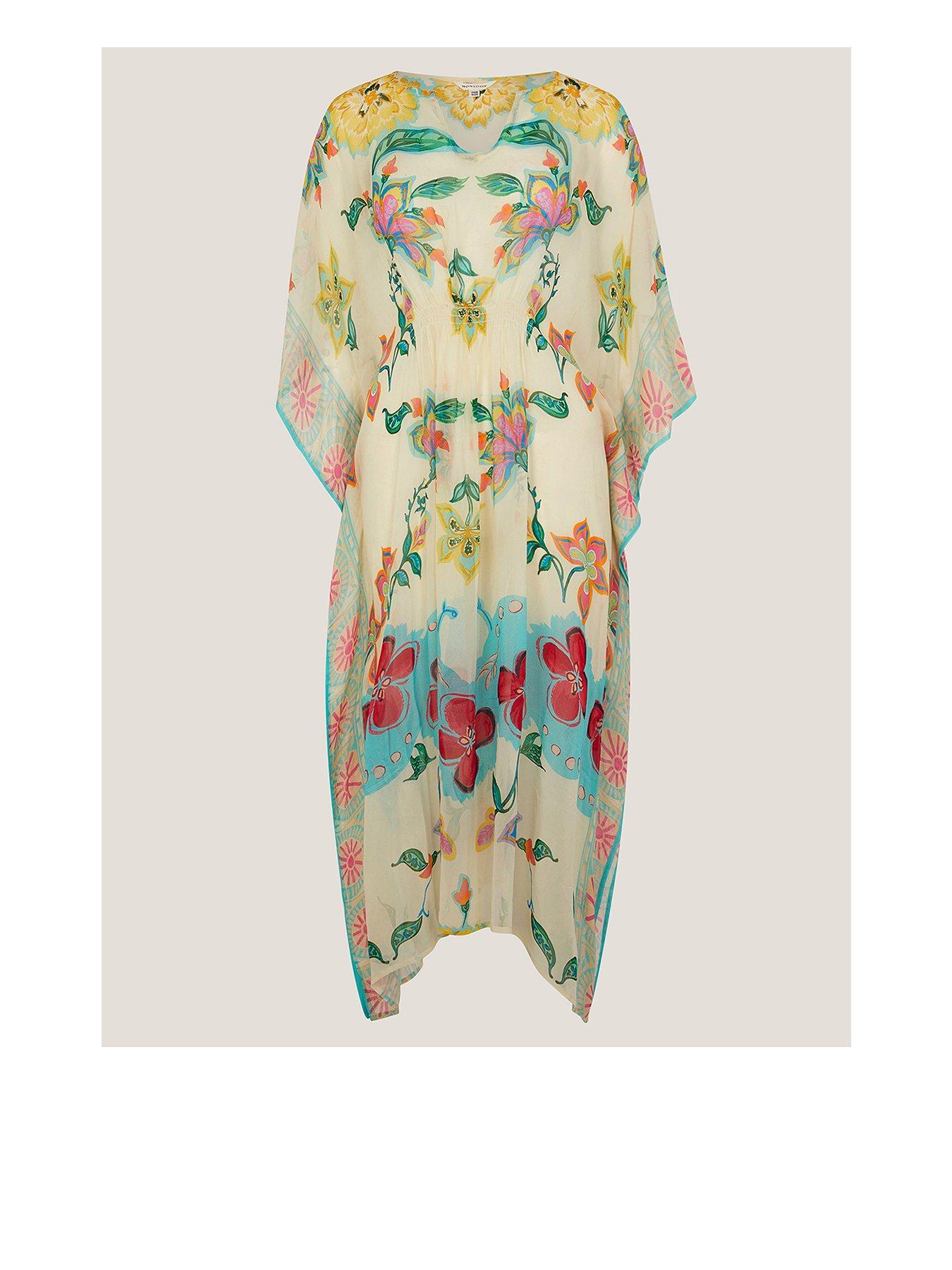 Image 1 of 1 of Monsoon Gloria Floral Kaftan - Multi