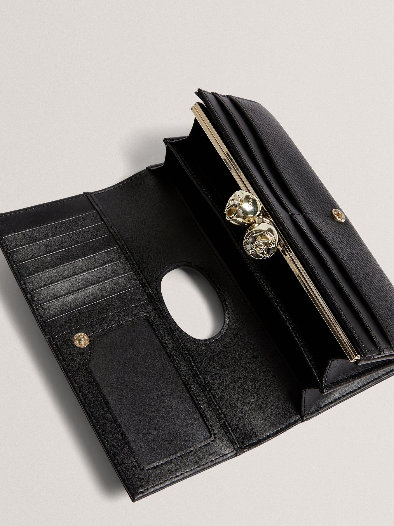 Image 3 of 4 of Ted Baker Rose Clasp Small Trifold Leather Purse - Black