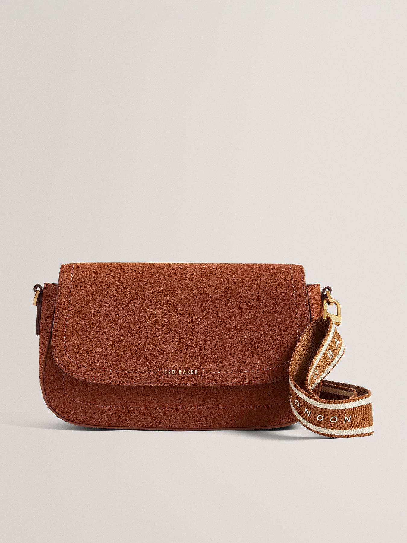 Image 1 of 5 of Ted Baker Suede Crossbody Bag - Brown