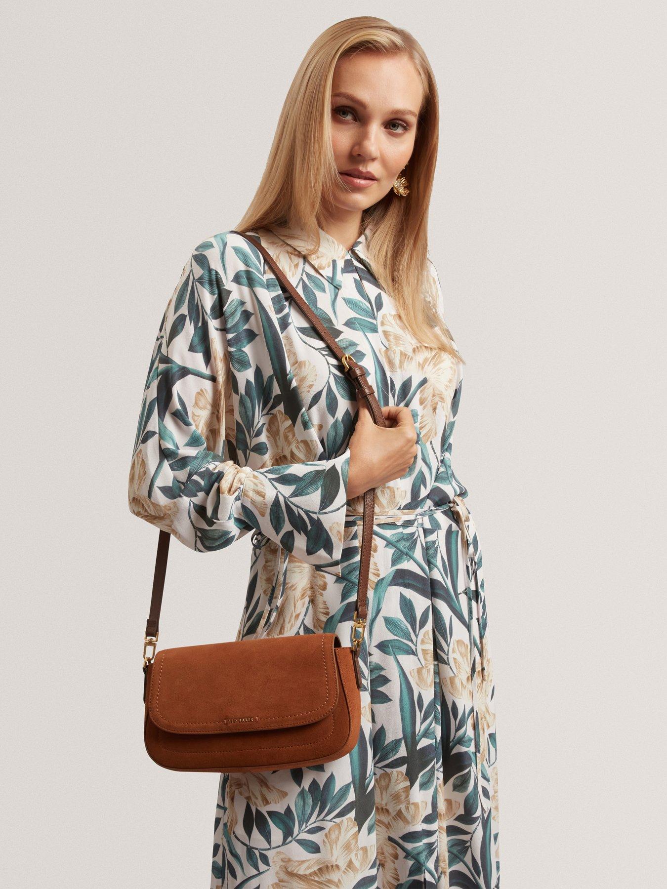Image 2 of 5 of Ted Baker Suede Crossbody Bag - Brown