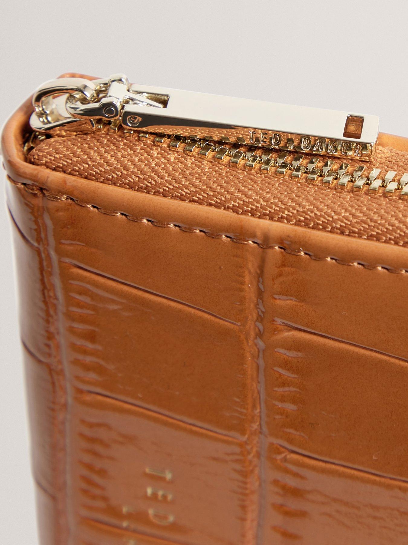 Image 2 of 4 of Ted Baker Croc Effect Small Zip Around Wallet - Brown