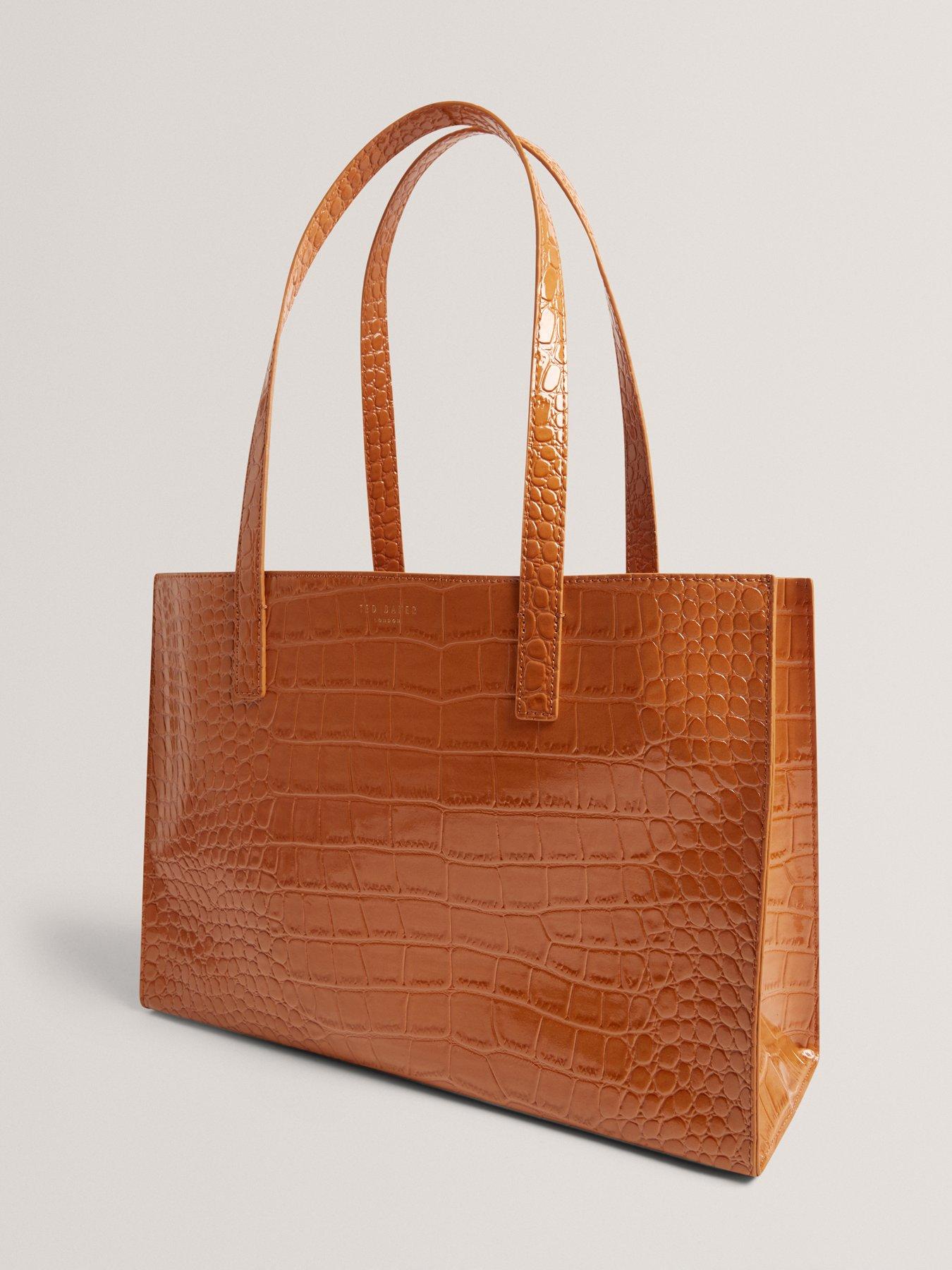 Image 2 of 4 of Ted Baker Croc Effect Elongated Icon Bag - Brown