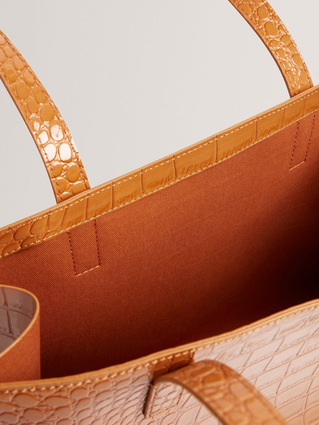 Image 3 of 4 of Ted Baker Croc Effect Elongated Icon Bag - Brown