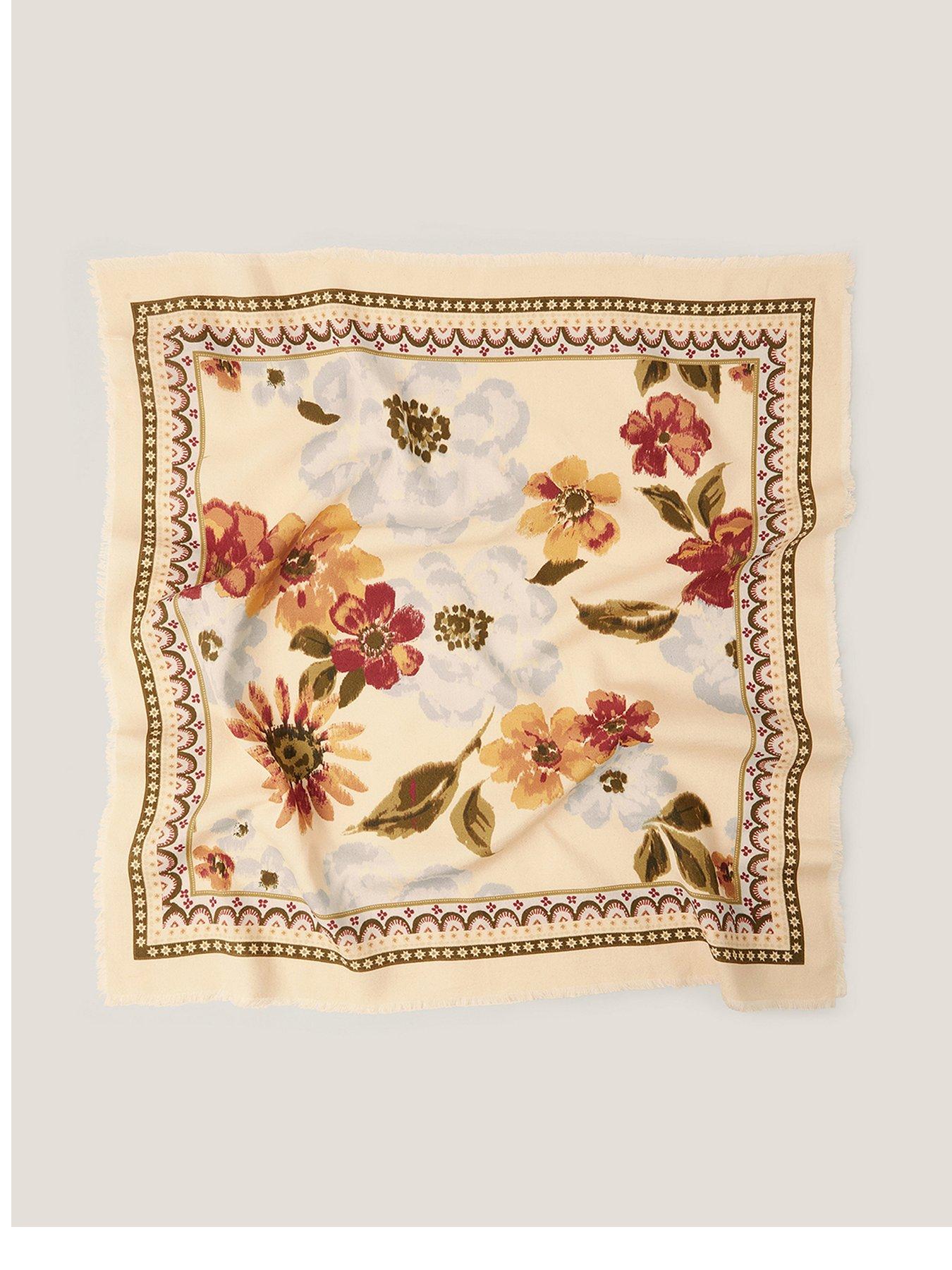 monsoon-olive-border-floral-print-square-scarf-cream