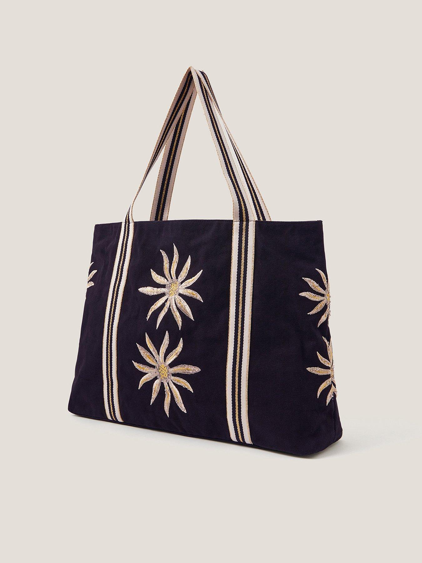 Image 2 of 4 of Monsoon Tashie Embroidered Sun Tote Bag - Black