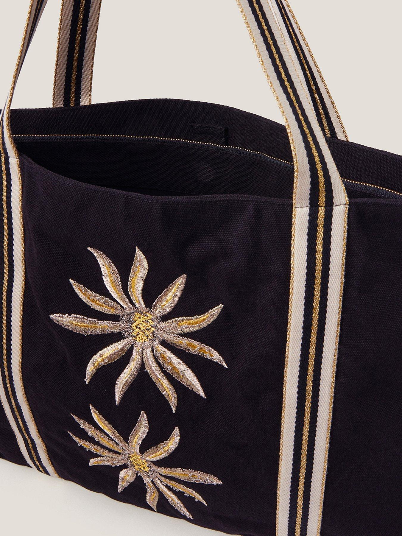 Image 3 of 4 of Monsoon Tashie Embroidered Sun Tote Bag - Black