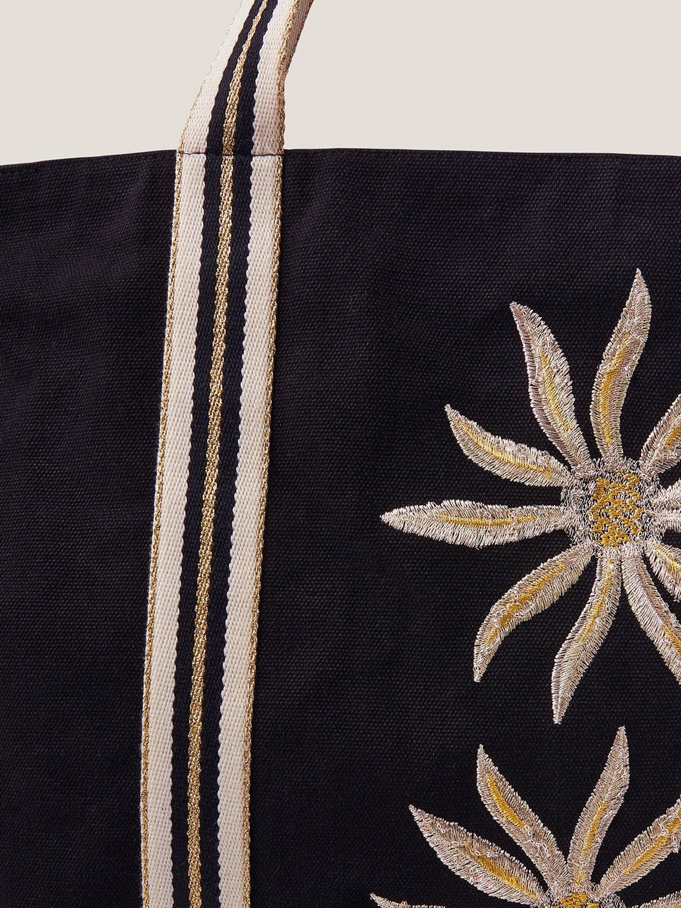 Image 4 of 4 of Monsoon Tashie Embroidered Sun Tote Bag - Black